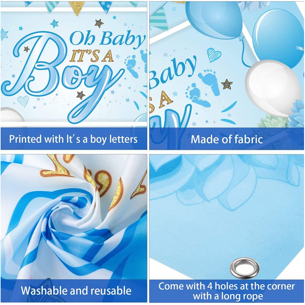 Oh Baby Baby Shower Backdrop - Blue & Pink Gender Neutral Photo Background for Baby Shower Decorations - Perfect for Boy or Girl Baby Shower Party, Gender Reveal, Nursery Decor & Photo Booth Backdrop