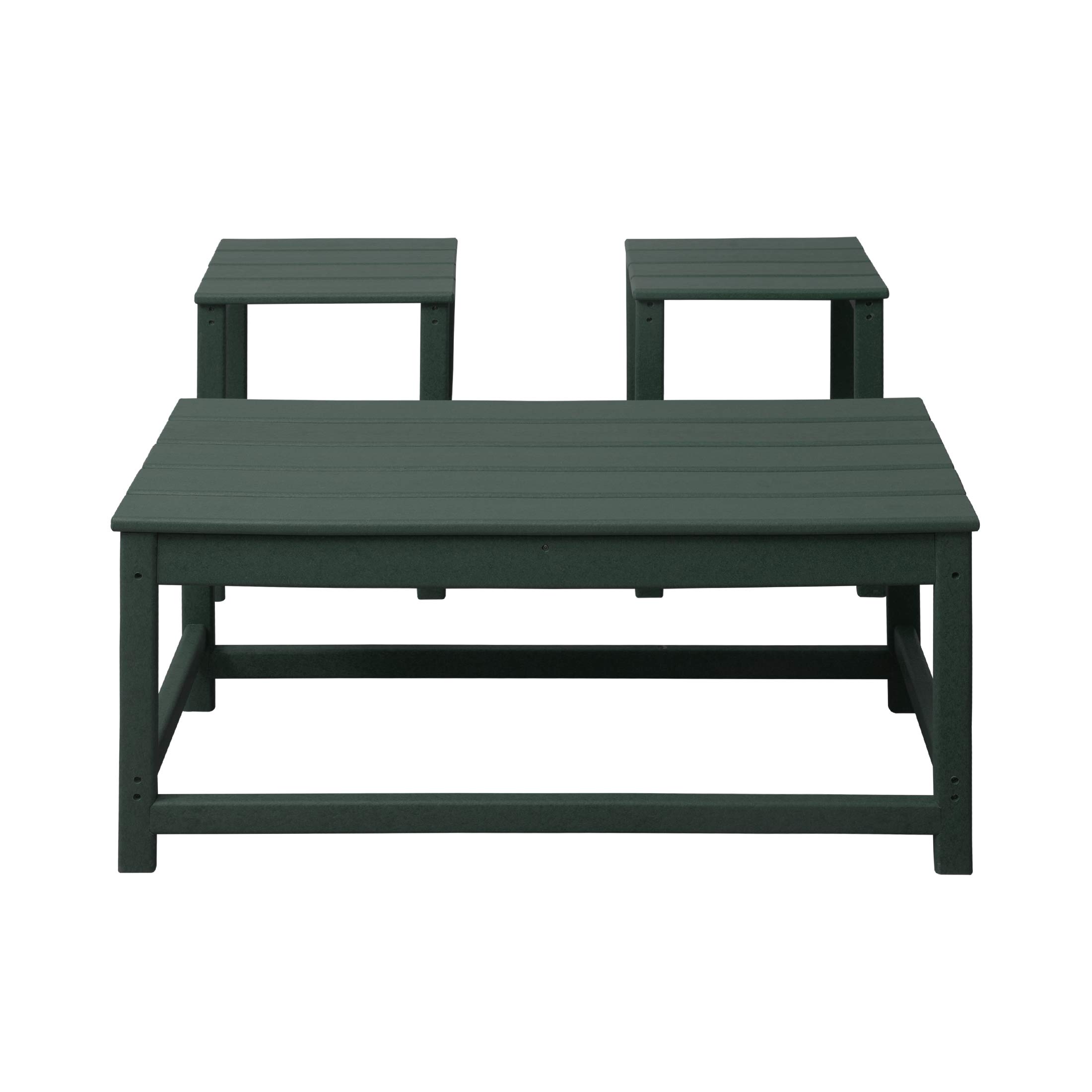 HDPE 2-Piece Side & Coffee Table Set for Adirondack Chairs - Weatherproof Outdoor Furniture for Patio, Garden, Backyard