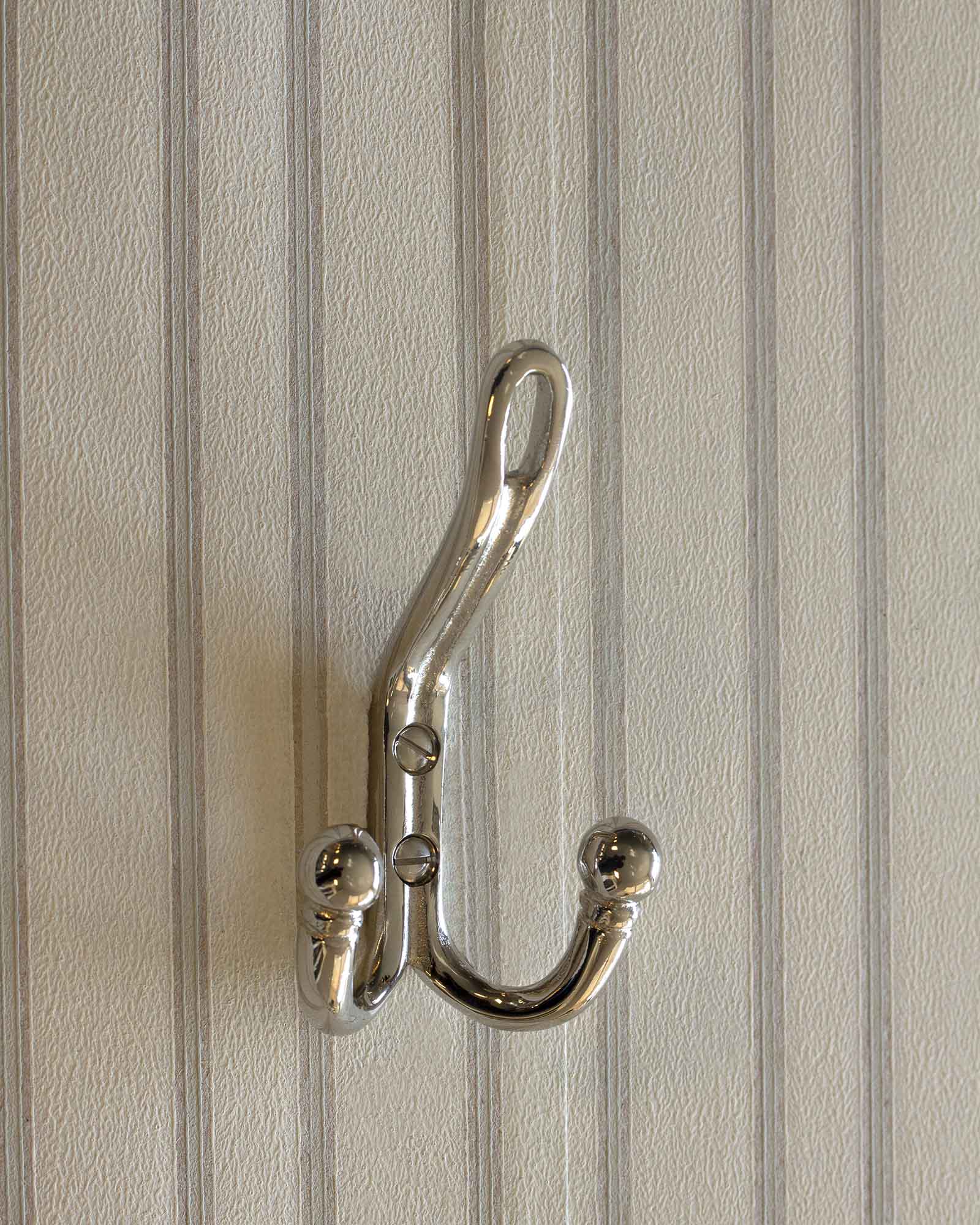 Double Hat Hook in Nickel Finish - Durable Wall Mounted Coat Hanger for Hats, Jackets & Accessories - Perfect for Entryway, Bedroom, or Closet Organization