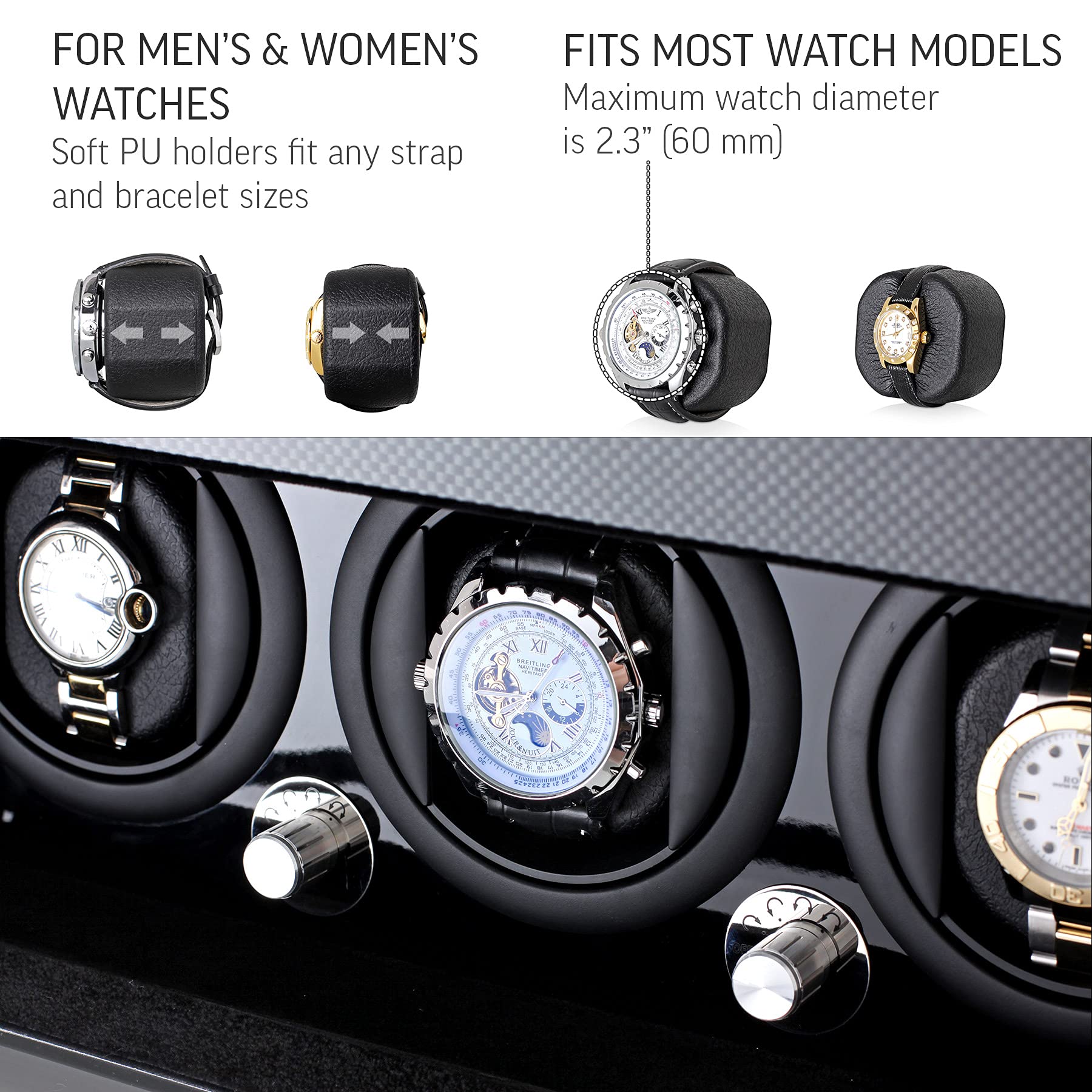Premium Watch Winder & Storage Box - Holds 3 Automatic Watches & 12 Watch Storage | Perfect for Watch Collectors, Luxury Watch Display & Travel Watch Case