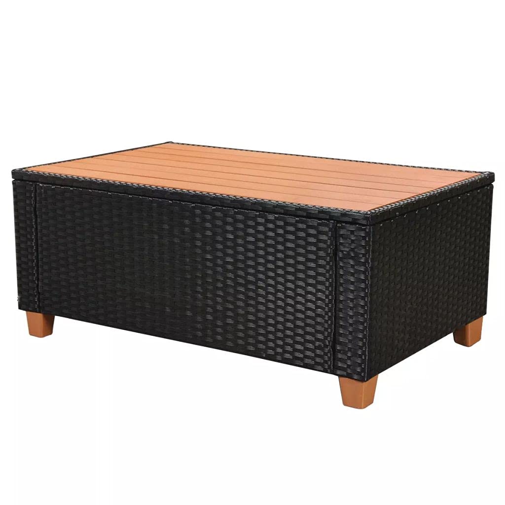 6-Piece Black Poly Rattan Garden Lounge Set with Cushions - Outdoor Patio Furniture for Backyard, Porch, Poolside & Indoor Use - Perfect for Relaxing, Entertaining & Sunbathing