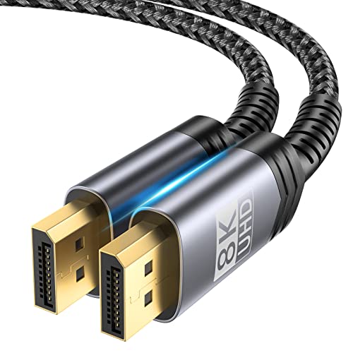 JSAUX 8K DisplayPort 1.4 Cable 10ft - 8K@60Hz, 4K@144Hz, 2K@240Hz, 32.4Gbps High-Speed DP to DP Cable for Gaming PC, Laptop, Monitor, TV - Grey | Perfect for 8K Gaming, 4K Video Editing & Multi-Monitor Setup