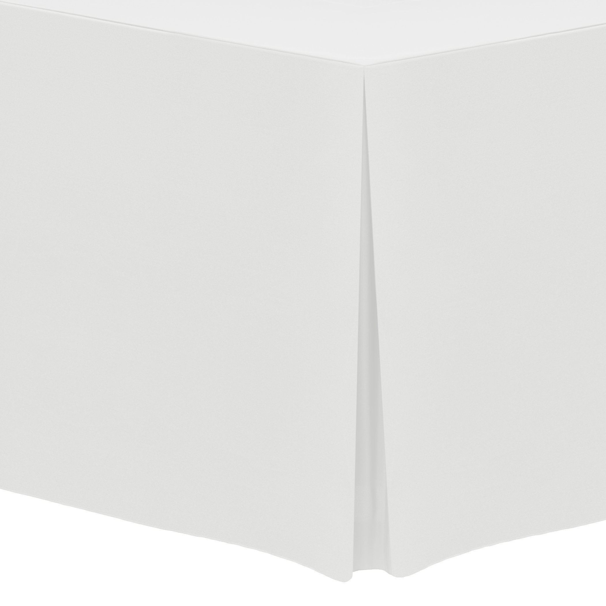 Premium 8 ft White Polyester Fitted Tablecloth - Fits 24 x 96-Inch Rectangular Banquet & Folding Tables - 36