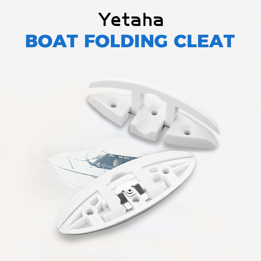 Yetaha 4 Pack Folding Boat Cleat - Heavy Duty Flip Up Dock Mooring Cleat with Mounting Screws for Marine Deck Rope (5.12 Inch) - Perfect for Boats, Kayaks, and Dock Accessories | Ideal for Securing Vessels, Kayak Storage & Marine Rope Management