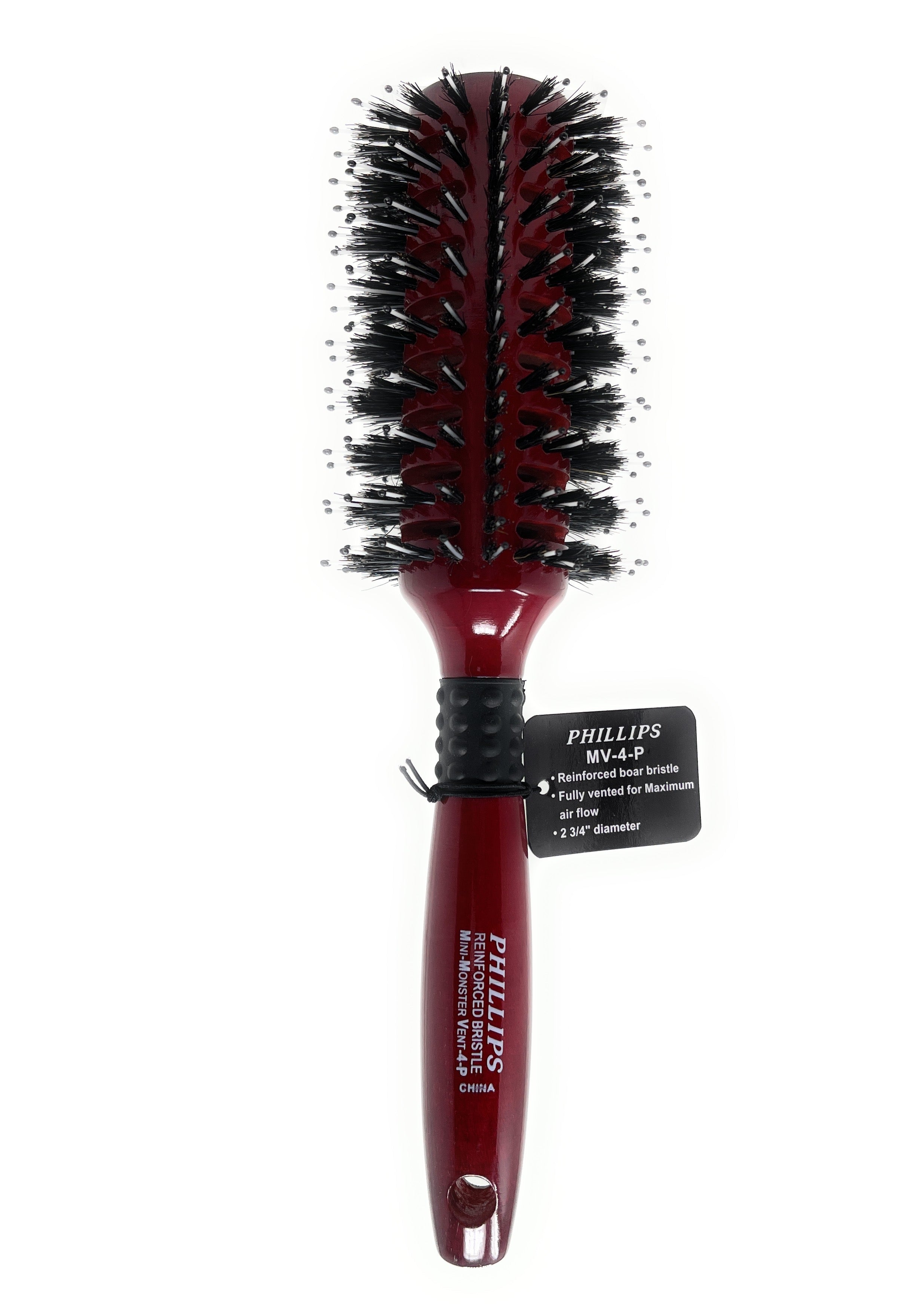 Philips Brush Vent Barrel Reinforced Polytipped Bristle Wood Handle Hair Dry Brush - Professional Styling Tool for Salon & Home Use - Perfect for Blowouts, Volume & Smoothing