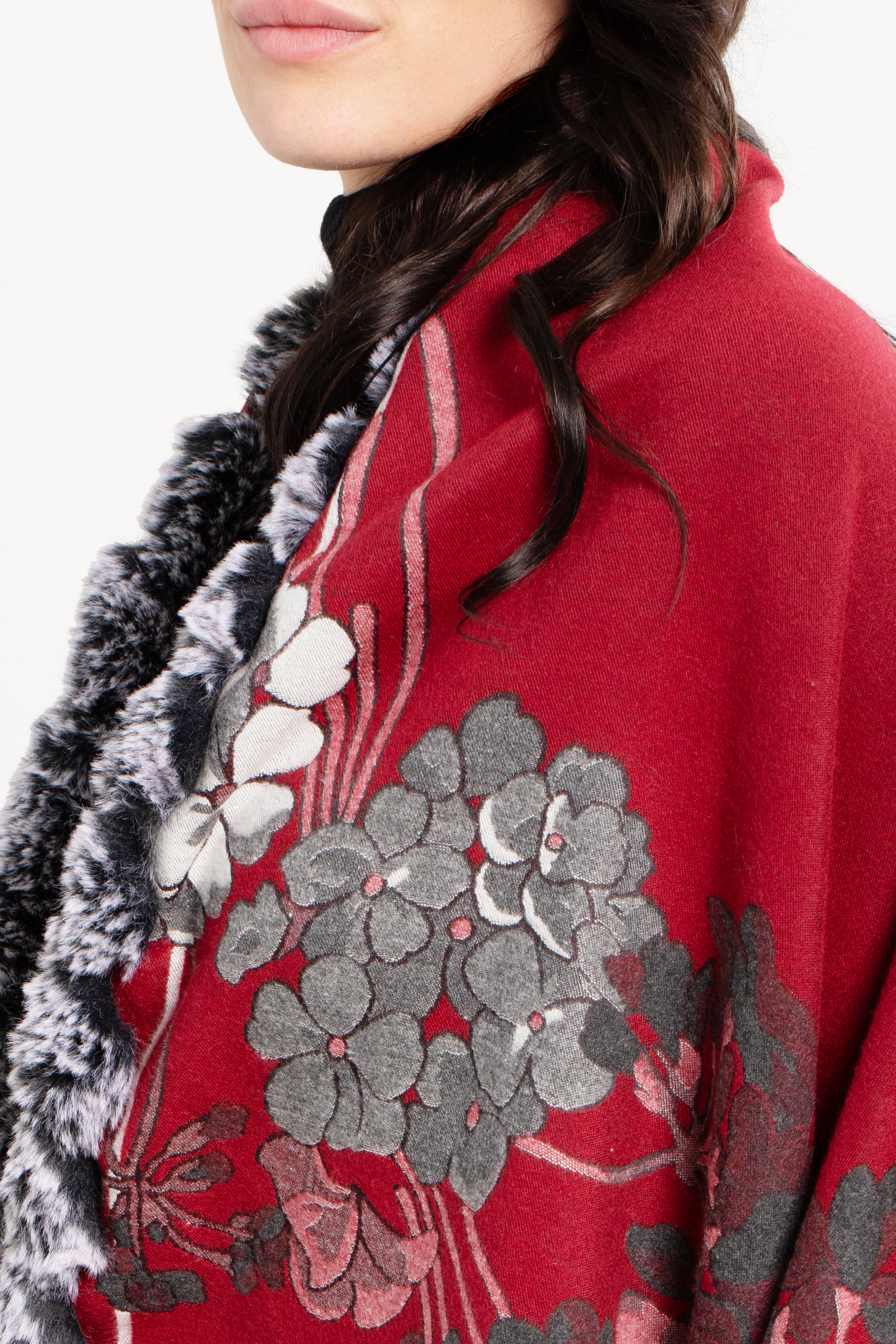 Stylish Floral Faux Fur Scarf - Soft Winter Fashion Accessory for Women - Perfect for Cold Weather, Outdoor Activities, and Holiday Outfits