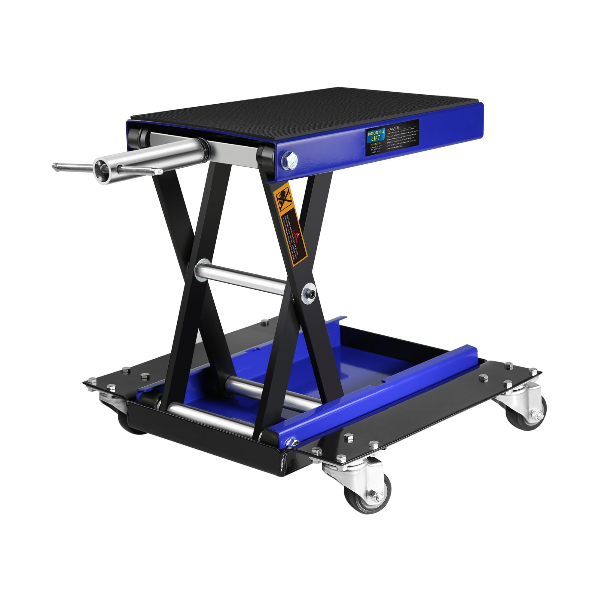 1100 LB Heavy Duty Motorcycle Scissor Lift Jack with Wide Deck & Dolly - Professional Bike Lift for Street Bikes, Cruisers & Touring Motorcycles - Perfect for Garage Repairs, Maintenance & Storage