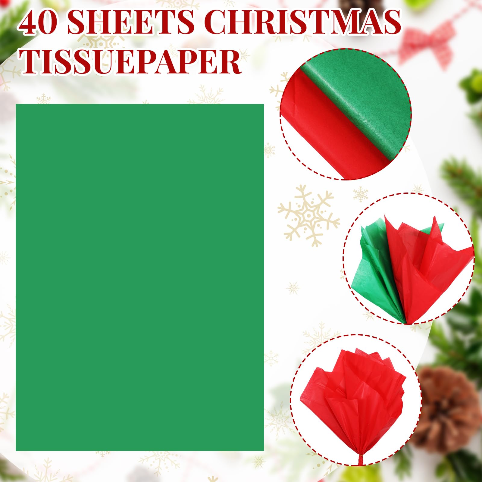 40 Pack Small Christmas Gift Bags with Handles - Kraft Paper Holiday Favor Bags with Tissue Paper (8.27x5.91x3.15 Inch) - Perfect for Xmas Party Favors, Stocking Stuffers & Holiday Gift Wrapping