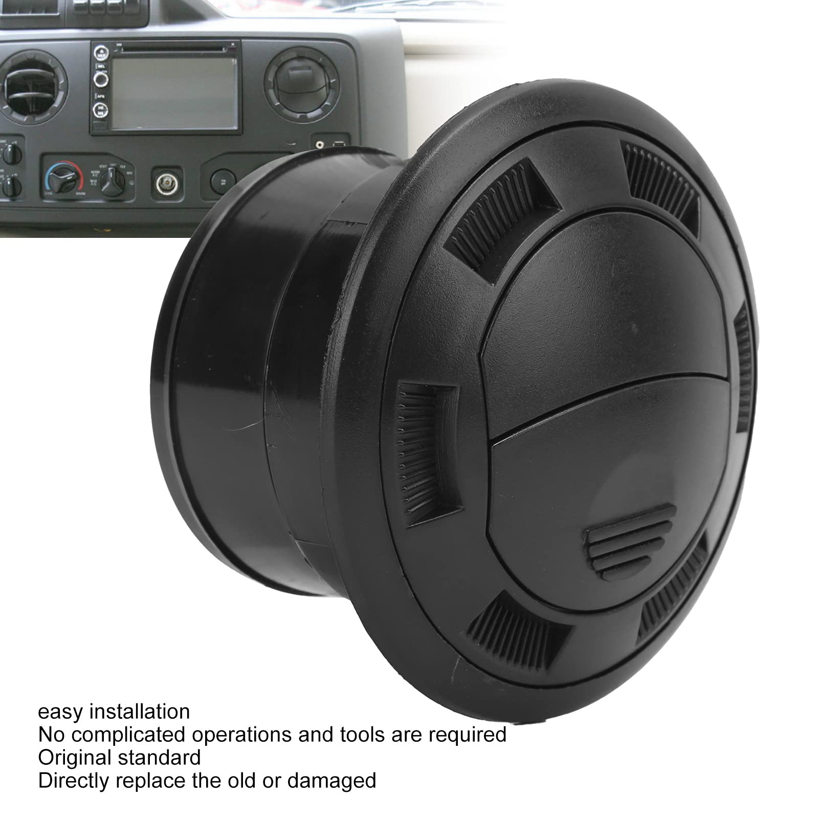 3 Inch Black ABS Dashboard Air Vent Deflector - Round AC Vent Outlet for Bus, RV, and Vehicles - Improve Airflow & Comfort While Driving