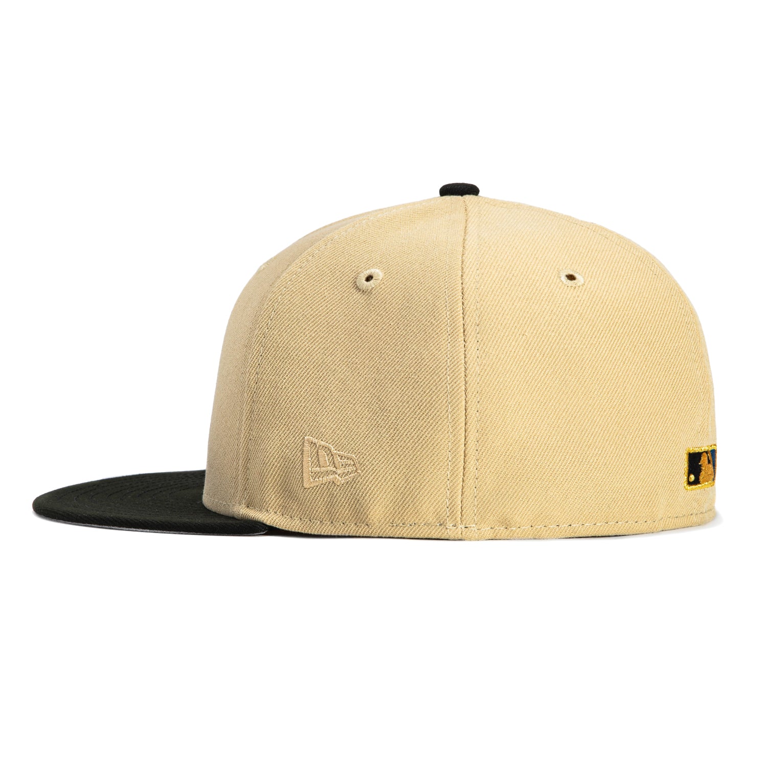 New Era 59Fifty Los Angeles Dodgers Japan Flag Patch Snapback Hat - Tan, Black & Metallic Gold - Official MLB Baseball Cap for Fans & Streetwear Fashion