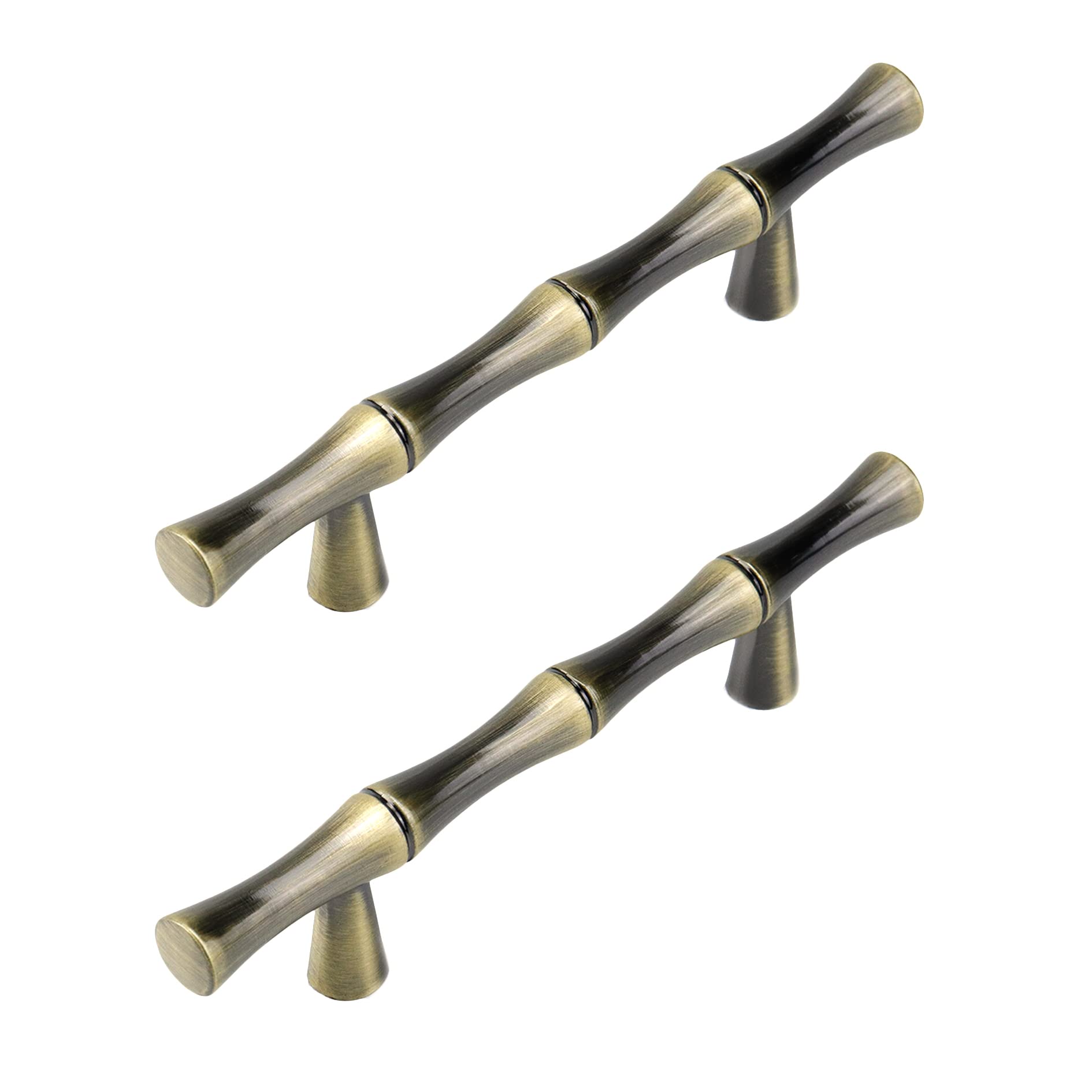 2PCS Zinc Alloy Bamboo Shaped Cabinet Handles - 3 Inch Hole Center Bronze Drawer Pulls with Screws for Bathroom, Kitchen, Office Furniture - Durable & Stylish Hardware for Cabinets, Dressers & Storage Drawers