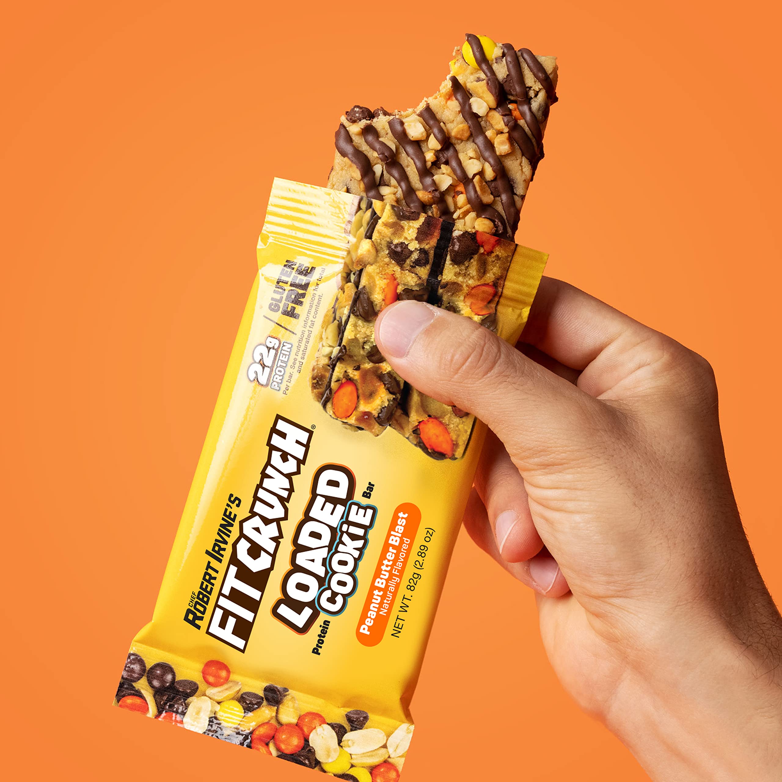FITCRUNCH Loaded Cookie Protein Bar - High Protein, Gluten Free, Low Sugar, 12 Pack Peanut Butter Flavor - Perfect for Post-Workout Recovery, Gym Snacks & Healthy On-the-Go Nutrition