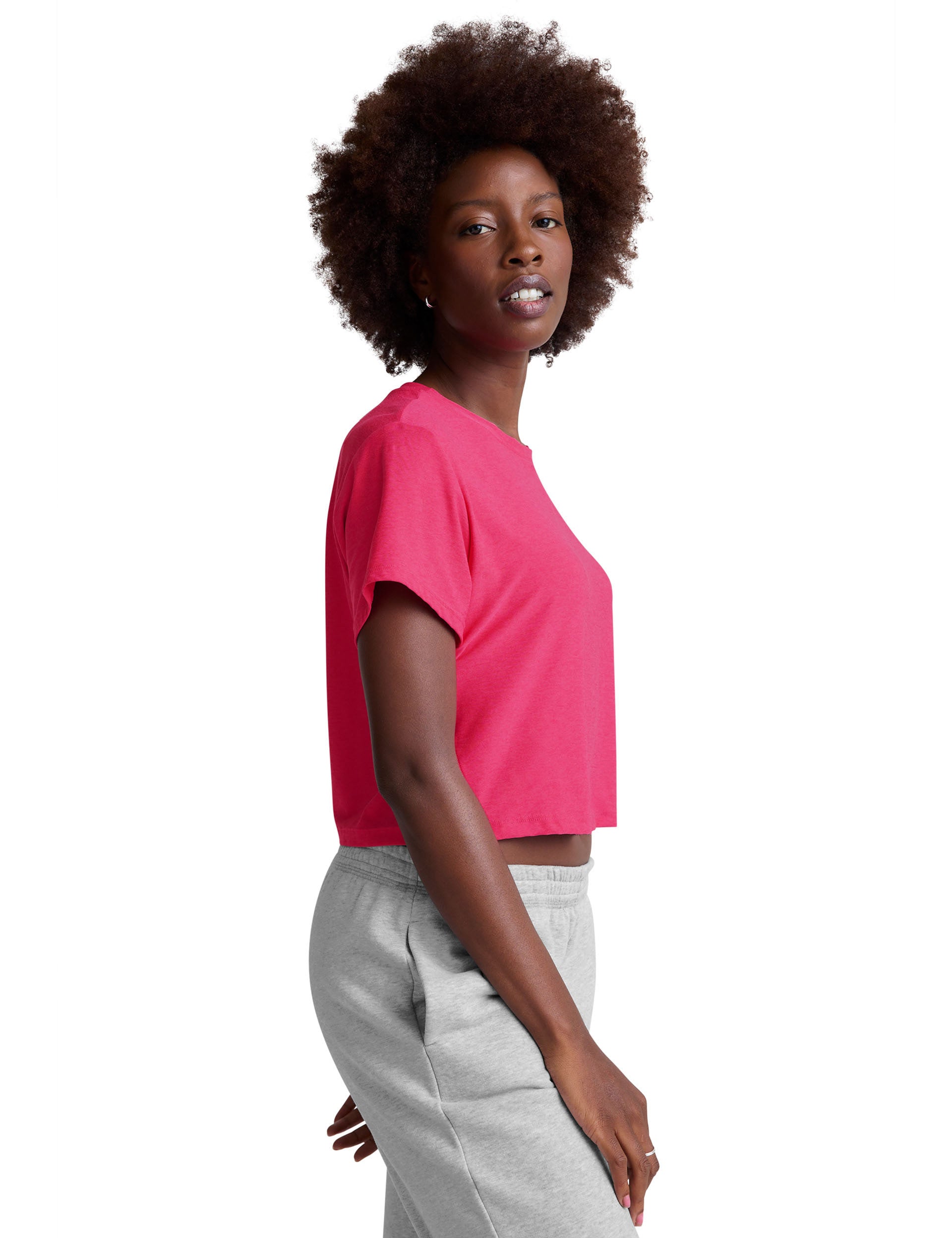 Featherweight Supreme Cropped Tee - Vivid Pink Heather | Women's Lightweight Casual T-Shirt for Summer Outfits & Streetwear