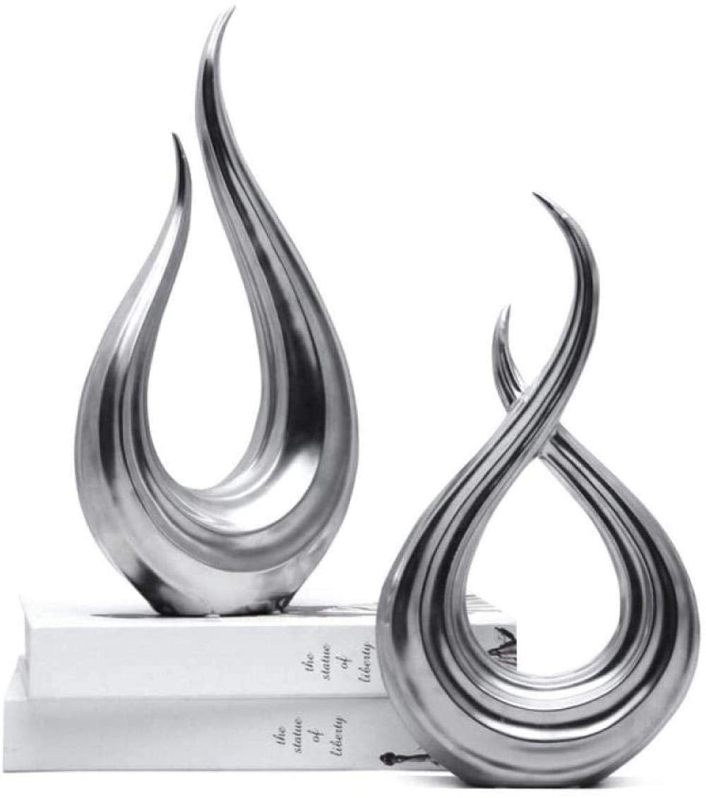 Abstract Silver Ceramic Sculpture Statue - Elegant Home & Office Decor for Living Room, TV Cabinet, Wine Cabinet | Collectible Figurine & Desk Art Decoration