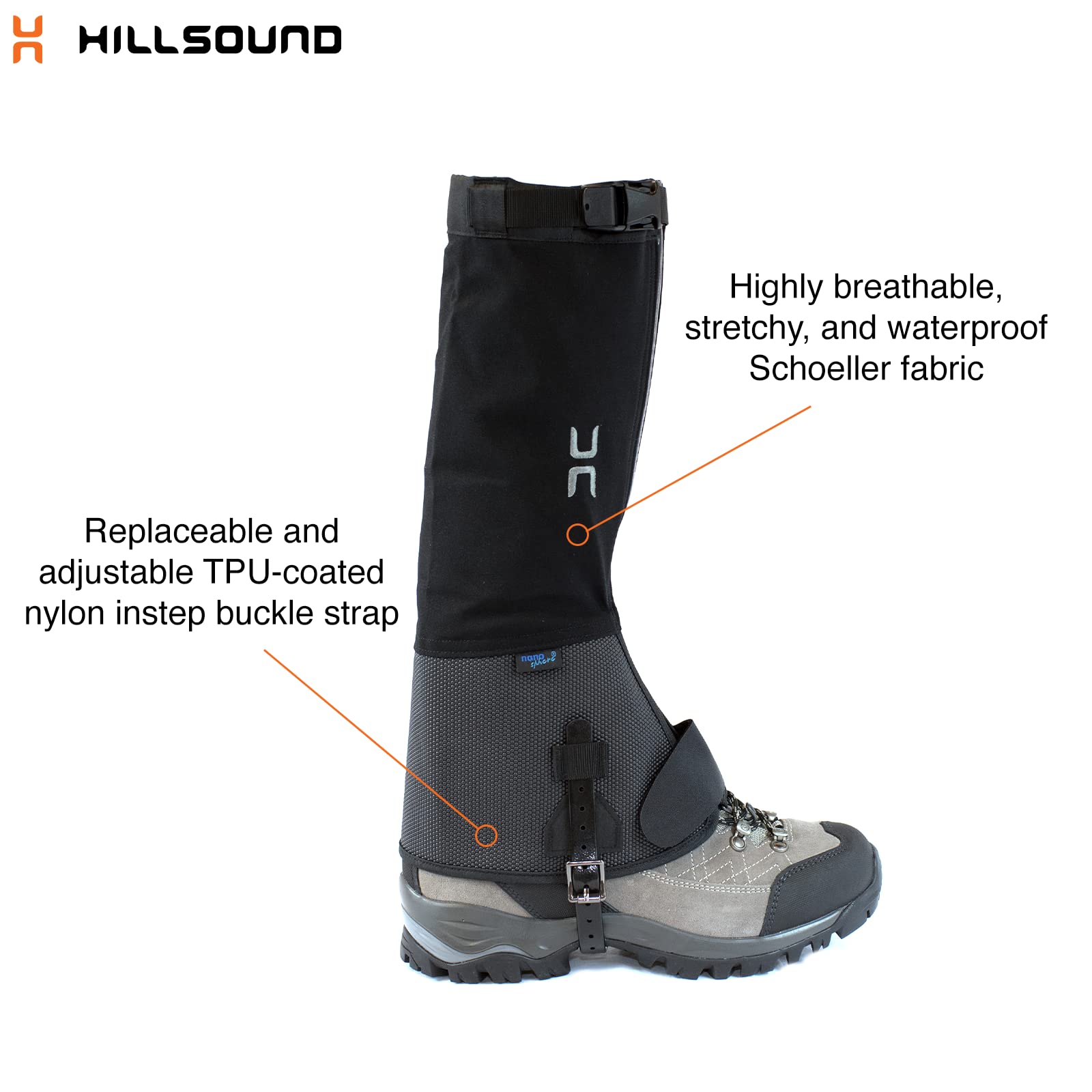 Hillsound Super Armadillo Nano Unisex Multi-Season Gaiters - Waterproof & Durable for Mountaineering, Ice Climbing, Hiking & Winter Outdoor Adventures