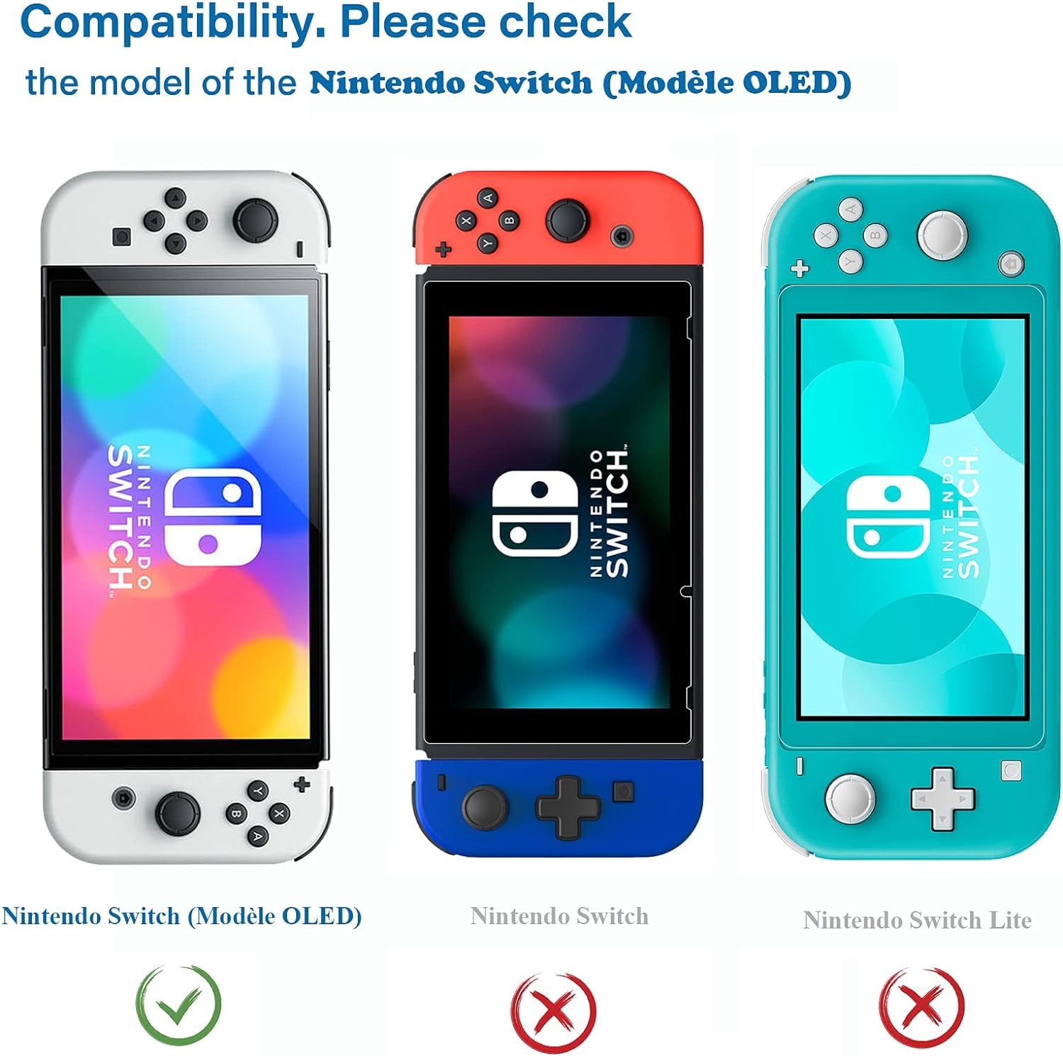 3 Pack Tempered Glass Screen Protector for Nintendo Switch OLED Model - Anti-Scratch, Bubble-Free, Case Friendly, Ultra Durable - Perfect for Gaming Protection & Travel Use