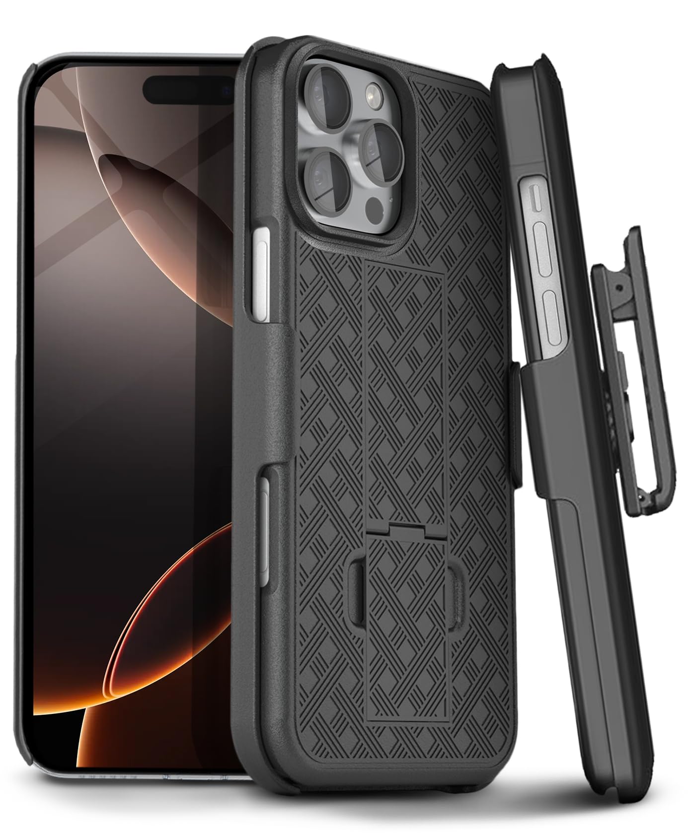 MOTIVE iPhone 16 Pro Max Holster Case with Belt Clip - Slim Rugged Shockproof Protective Cover & Kickstand (6.9 Inch) | Ranger Series - Perfect for Outdoor Activities, Construction Work and Daily Use