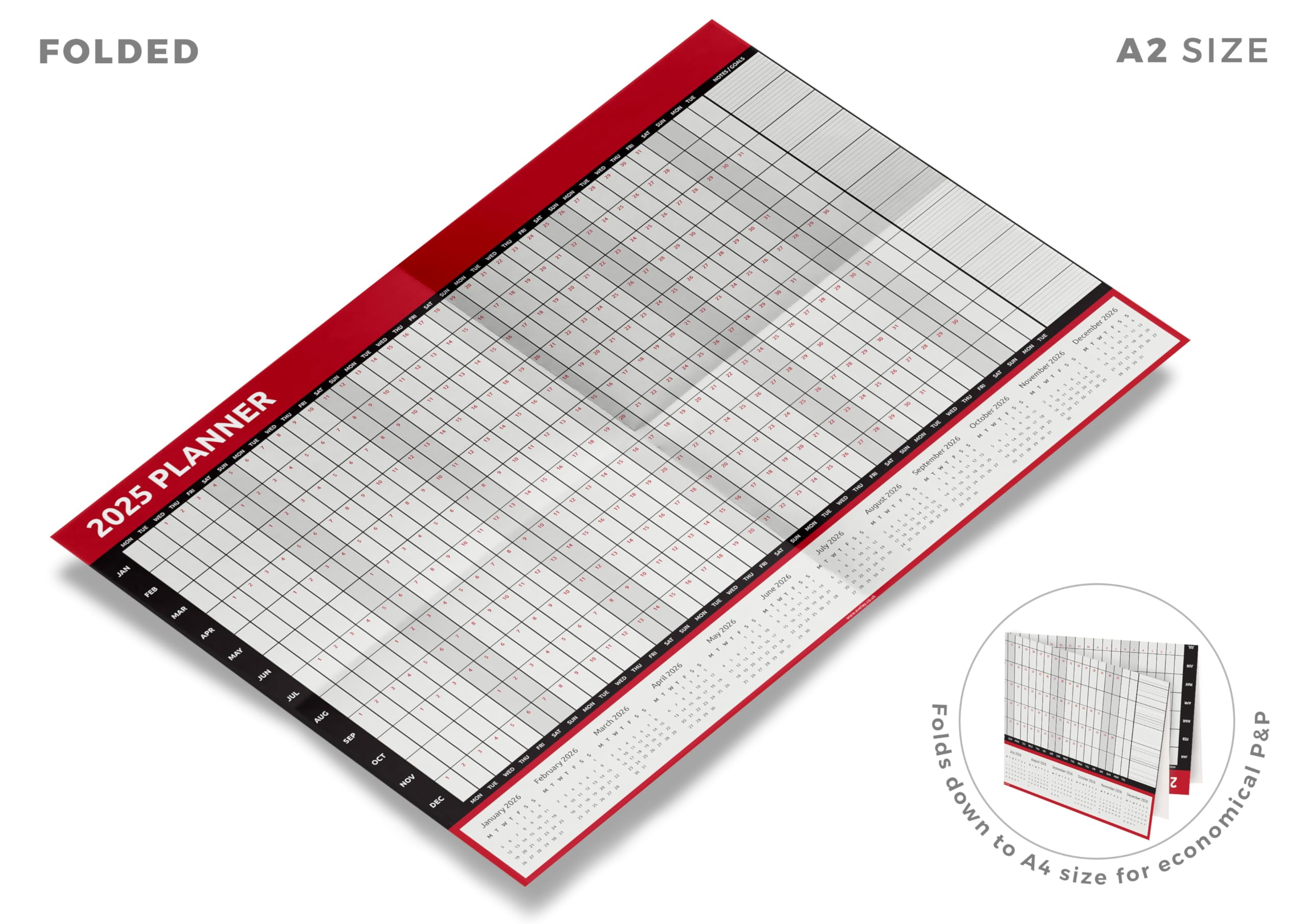 Evelay 2025 Wall Calendar Planner - A2 Size (59.4cm x 42cm) | Full Year at a Glance | Perfect for Home, Office, School & Work Organization | Wall-Mountable for Easy Planning & Productivity