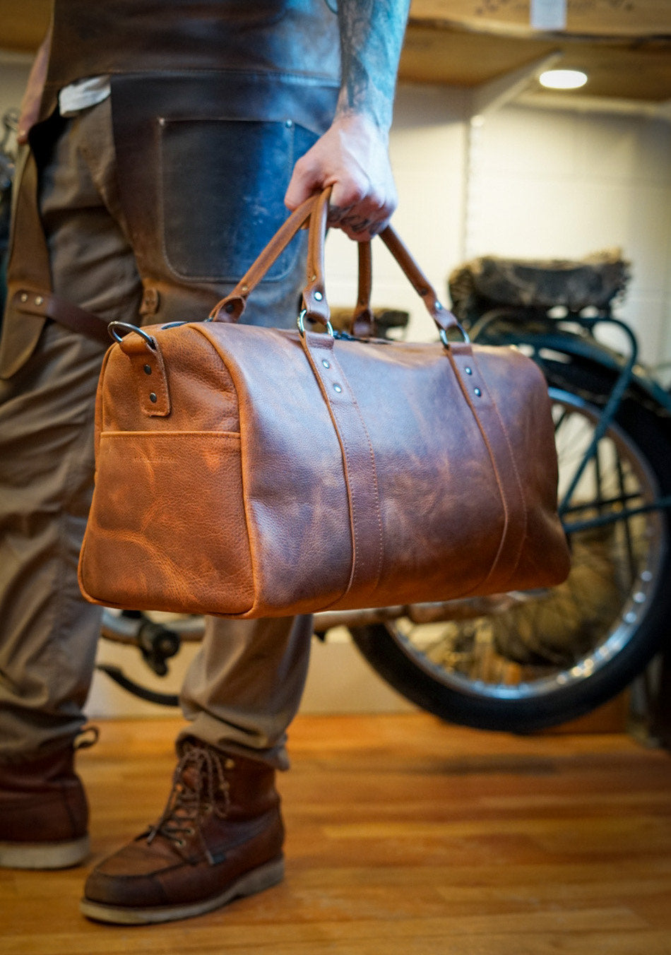 Premium Overnight Duffle Bag - Kodiak Tan Color, Water-Resistant Travel Duffel for Gym, Weekend Trips & Outdoor Adventures