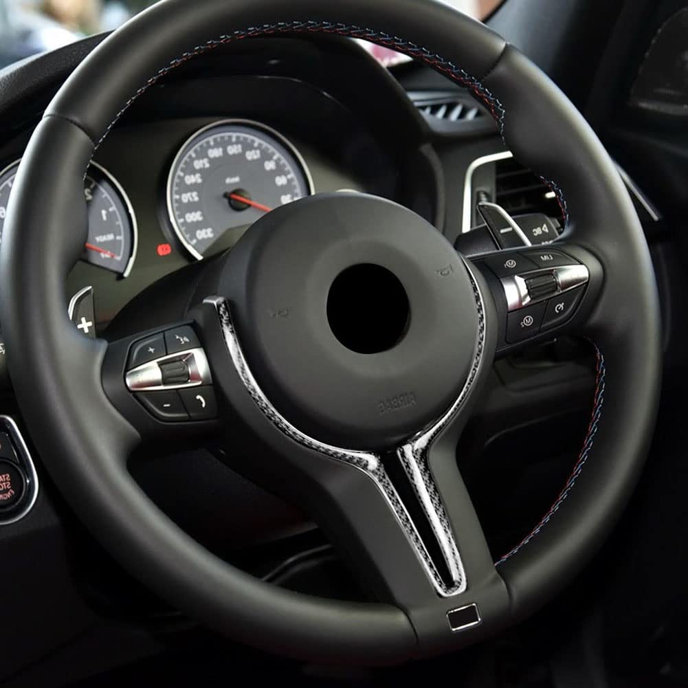 Premium ABS 3-Spoke Car Steering Wheel Trim Cover - Carbon Fiber Pattern Replacement Frame for BMW M Series - Enhance Interior Style & Grip for Driving Comfort
