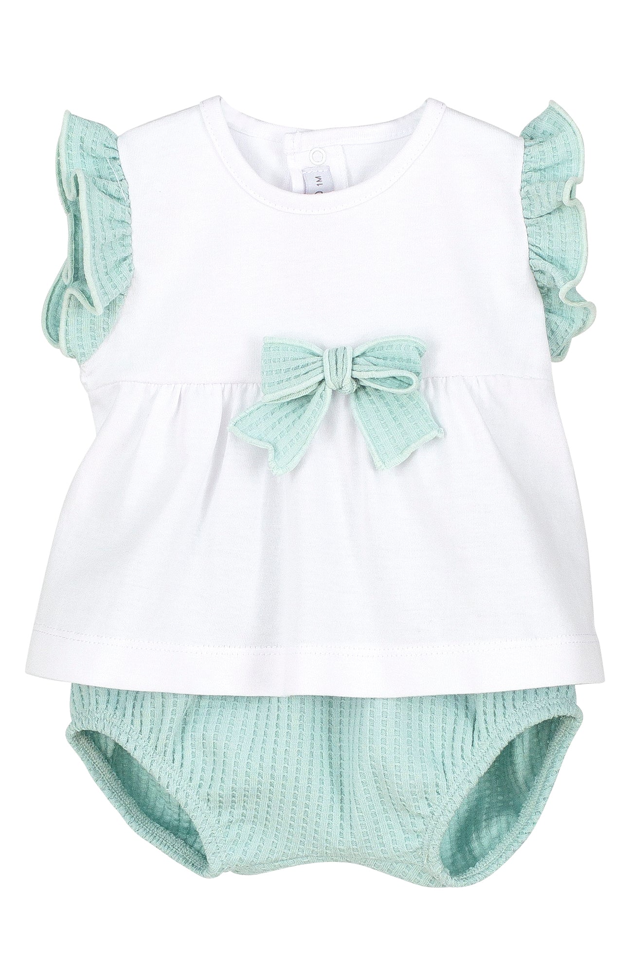 Zoey Mint Blouse & Bloomers Set - Women's Vintage Floral Lace Top and Shorts Outfit for Spring Summer, Perfect for Garden Parties, Tea Dates & Boho Photoshoots
