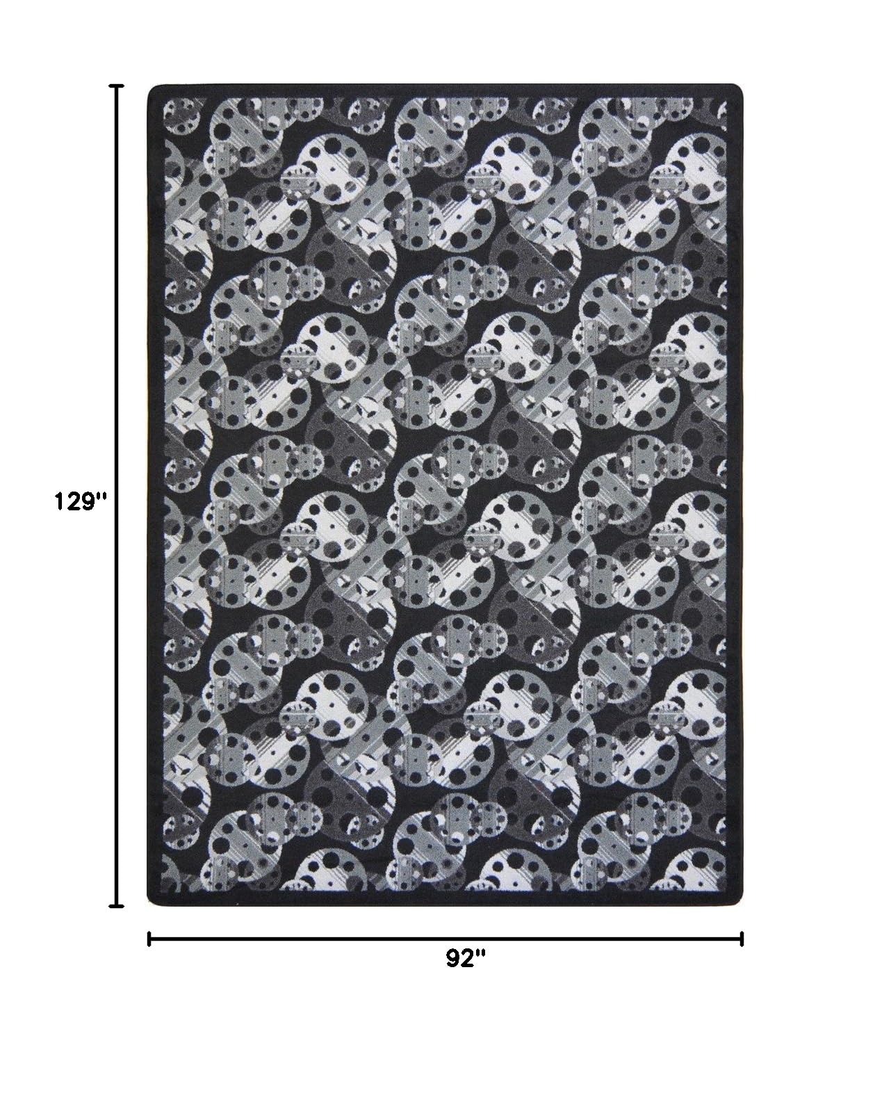 Joy Carpets Any Day Matinee Reeling Theater Area Rug - Soft Black Indoor Carpet for Living Room, Bedroom & Home Theater Decor