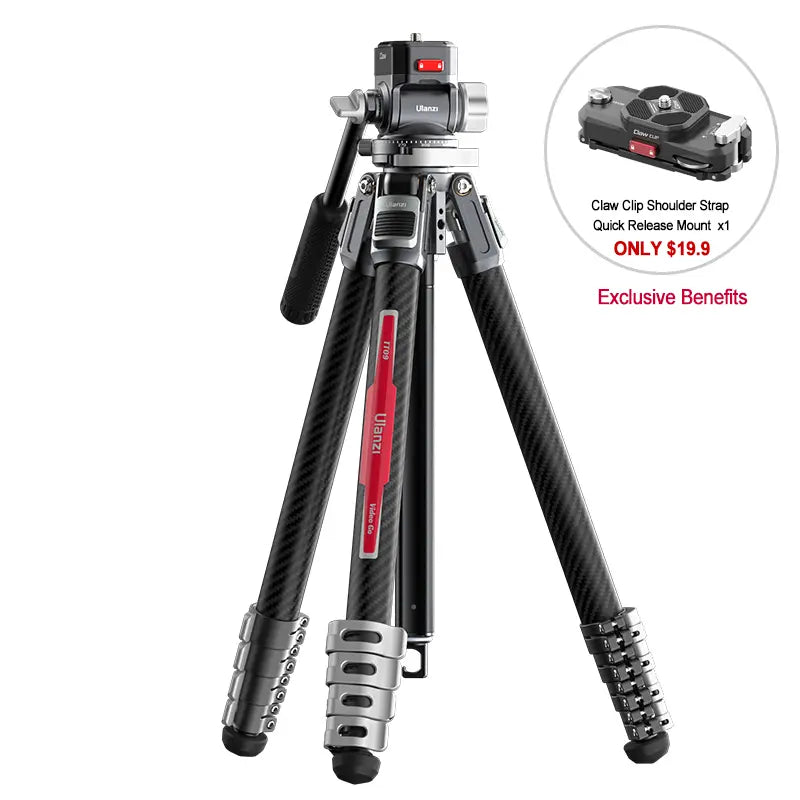 Ulanzi TT09 Carbon Fiber Travel Tripod for Video & Photography - Lightweight & Portable for Vloggers, YouTubers & Outdoor Adventures