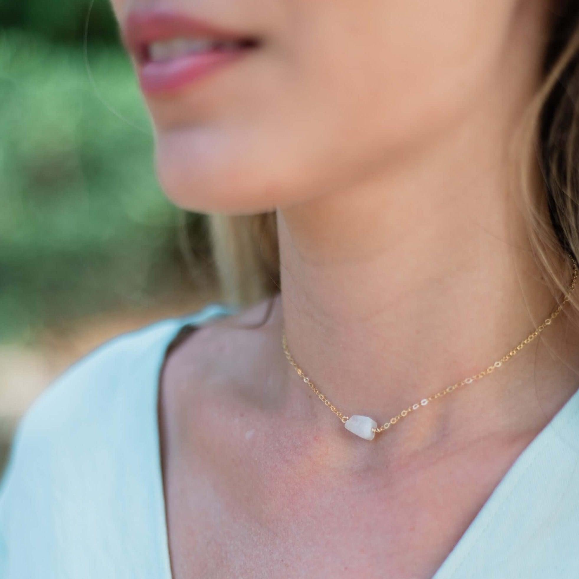 Natural Rainbow Moonstone Crystal Nugget Choker Necklace - Healing Stone Jewelry for Women, Boho Style Layering Piece | Perfect for Meditation, Yoga & Spiritual Gifts