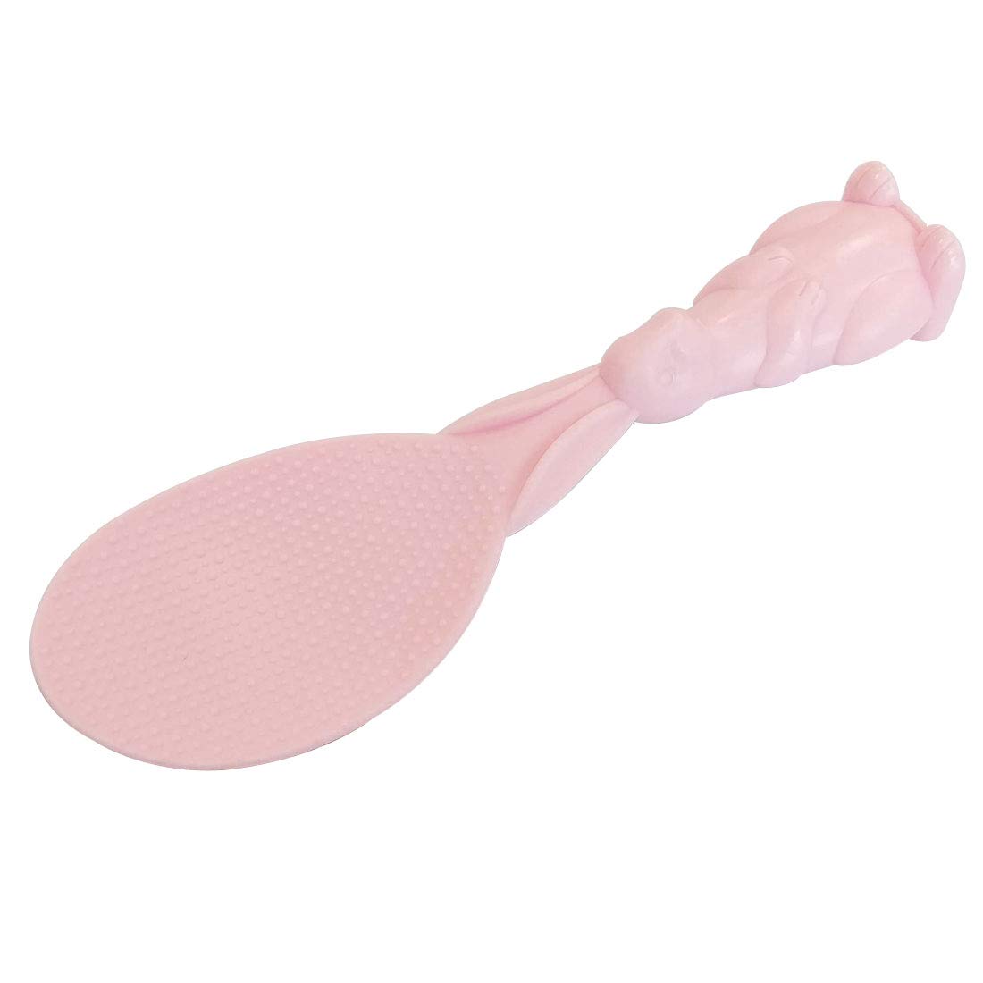 Non-Stick Rabbit Rice Paddle Spoon - 8 Inch Cute Kitchen Utensil with PP Handle, Standing Design (Pink) - Perfect for Rice Serving, Cooking, and Food Decoration