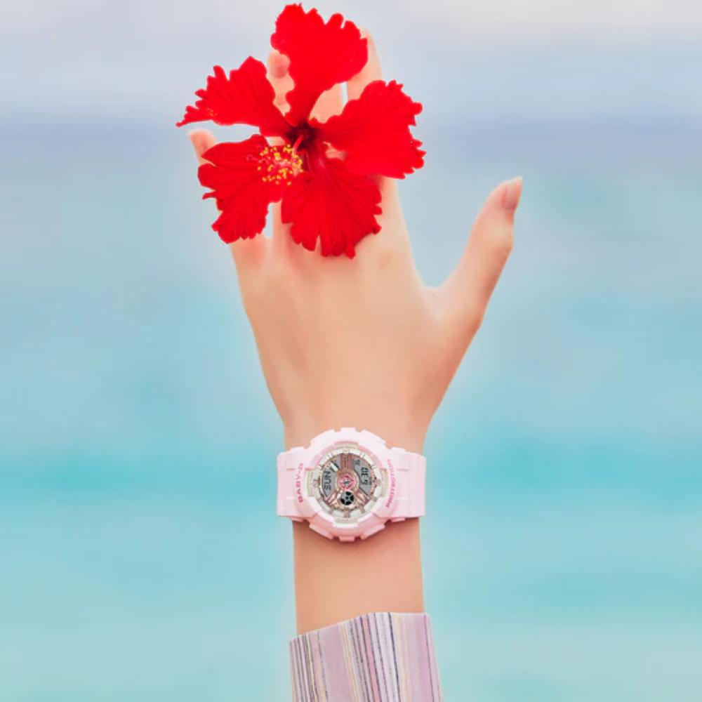 Casio Baby-G BA-110AQ-4ADR Women's Digital Analog Watch - Pink Resin Strap, Aqua Planet Collaboration - Perfect for Swimming, Sports & Everyday Wear