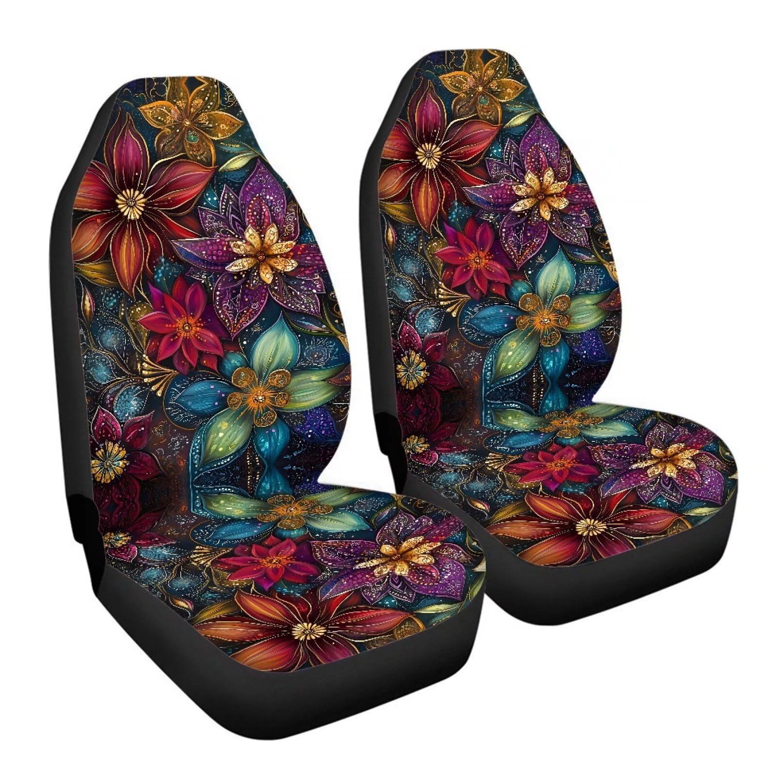 Aesthetic Dahlia Car Seat Covers - 2pcs Front Seat Protectors for Cars