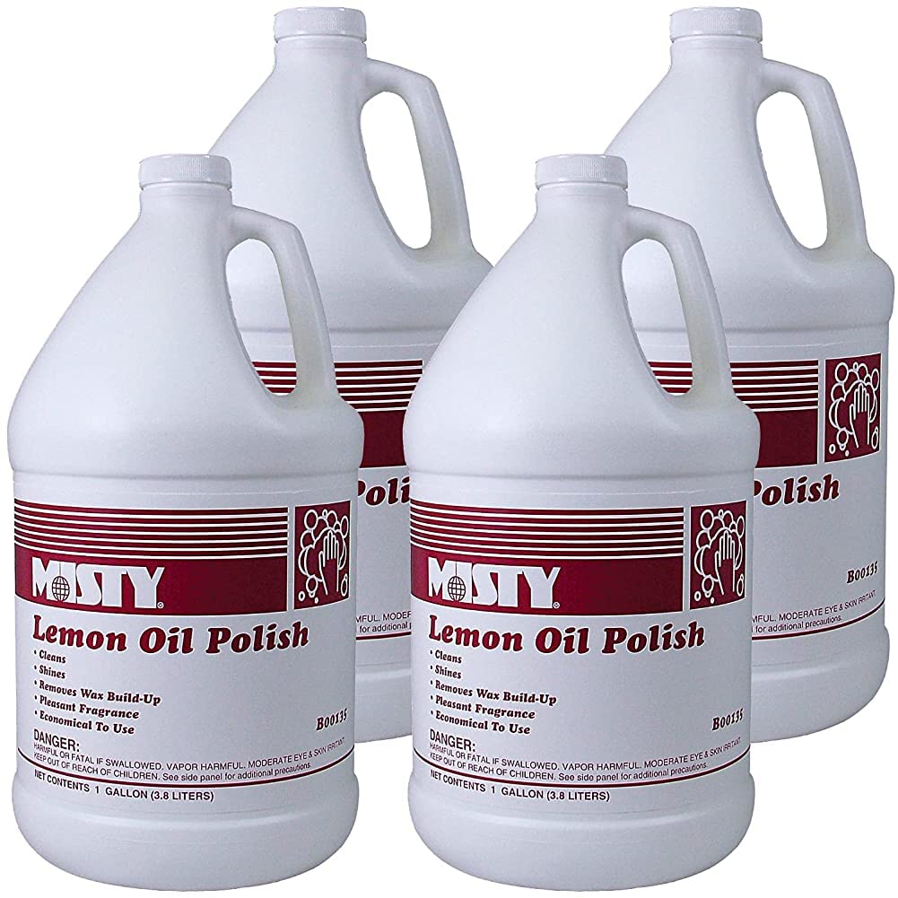 Premium Misty Lemon Oil Polish - 1 Gallon (Case of 4) - Best Wood Furniture Restorer & Protector - Ideal for Dining Tables, Antique Dressers & Hardwood Floors