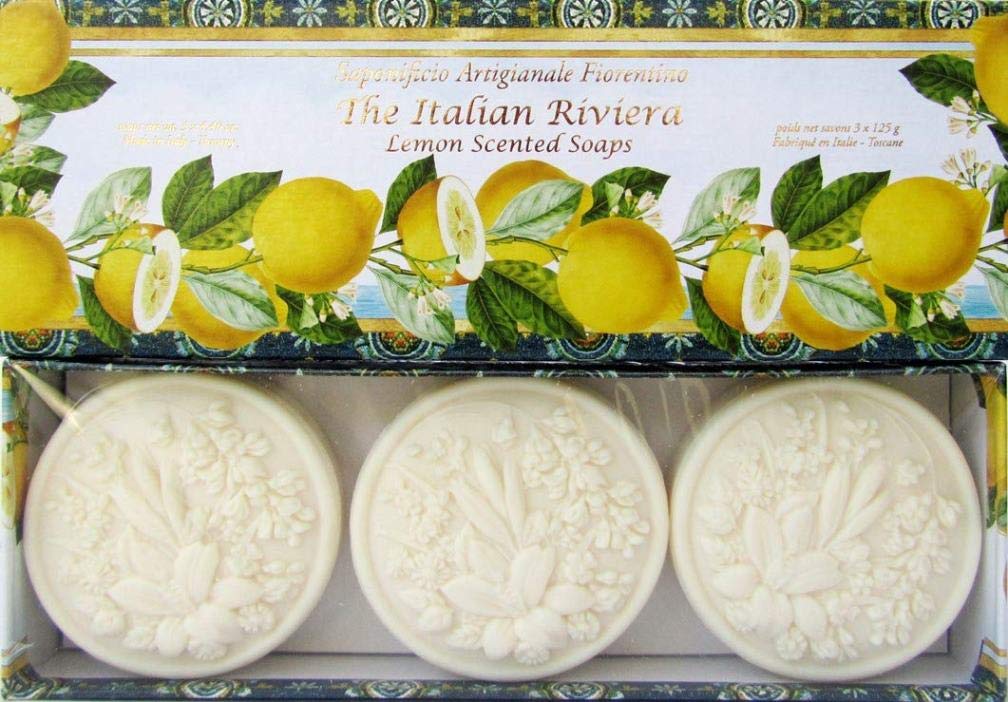 Saponificio Limone Lemon Bath Soap Bar - 3 Pack (4.4 oz Each) | Natural Moisturizing & Refreshing for Dry Skin | Perfect for Shower, Spa & Gift Giving