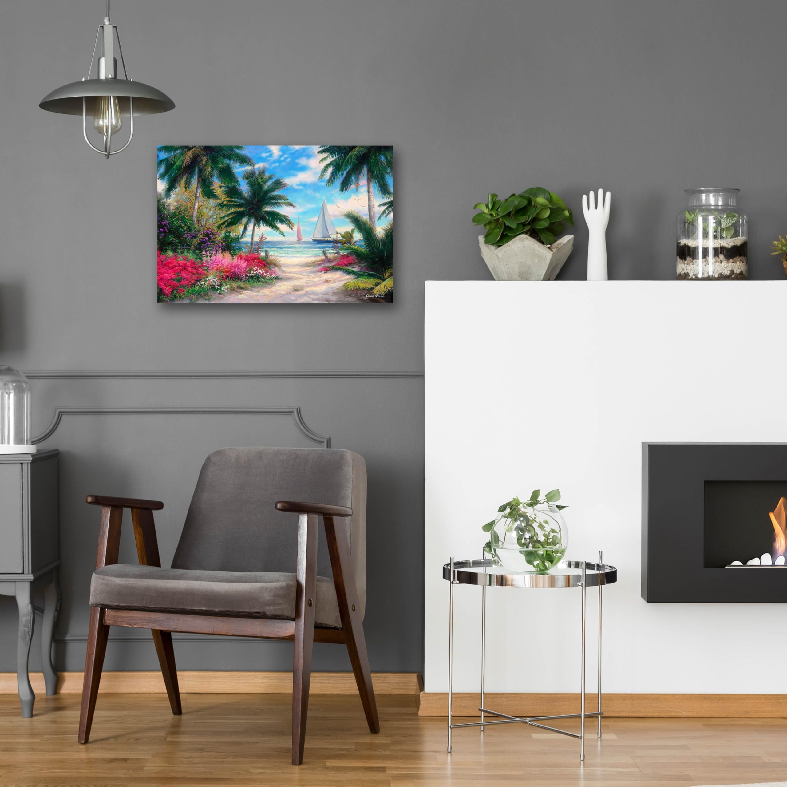 Epic Art 'Sea Breeze Trail' by Chuck Pinson - 24x16 Inch Acrylic Glass Wall Art for Living Room, Bedroom & Office Decor - Modern Coastal Landscape Painting