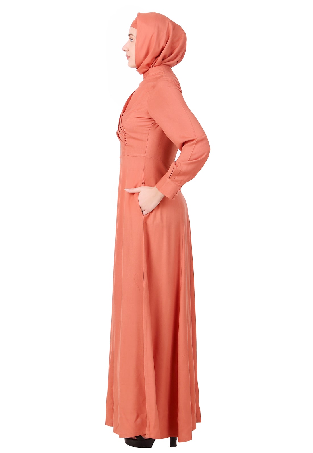 Stylish Angrakha Inspired Mandarin Collar Rayon Abaya for Women - Perfect for Eid, Ramadan, and Special Occasions