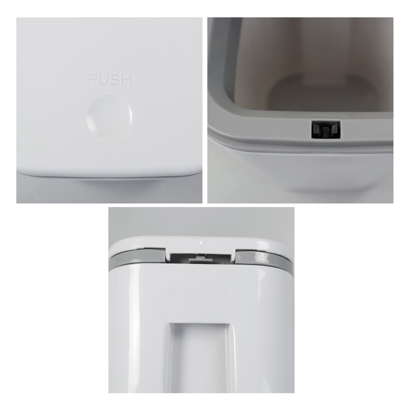 Vababa 0.5 Gallon Small Trash Can with Push Button Lid - Compact Mini Garbage Bin for Bathroom, Office, Bedroom, or Kitchen Waste Disposal