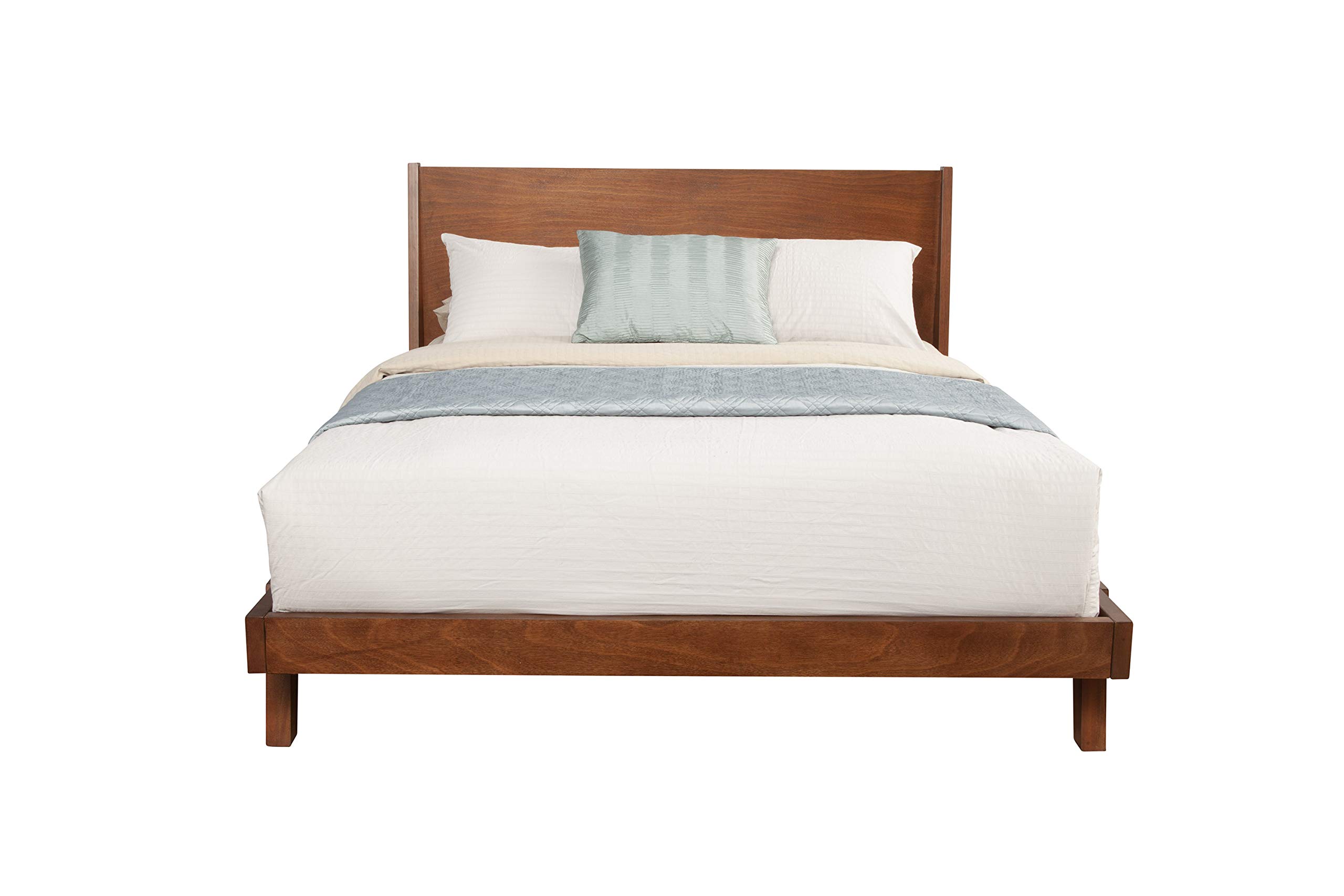 Premium Alpine Furniture Dakota Queen Size Bed Frame - Solid Mahogany Wood Platform Bed with Sturdy Slat Support | Perfect for Modern Bedrooms, Guest Rooms & Master Suites
