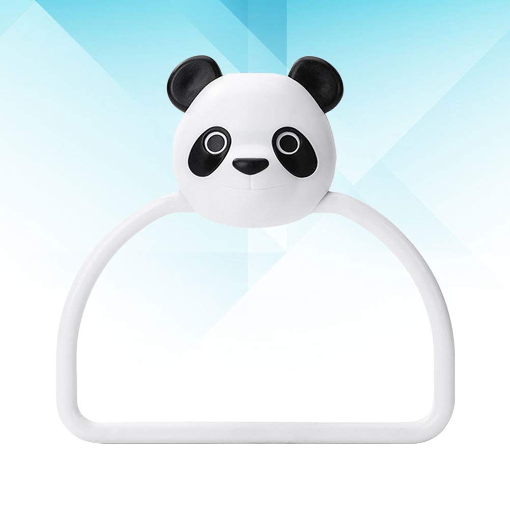 Traceless Towel Rack - No Trace ABS Material Bathroom Organizer, Panda Cartoon Design Wall Mounted Shelf for Kitchen & Bathroom Towel Storage | Space Saving Home Decor