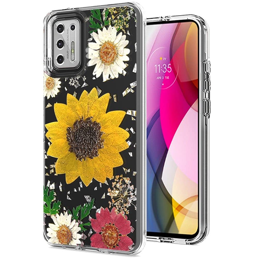 Floral Glitter Phone Case for Moto G Stylus 2021 - Sunflower Design Protective Cover | Durable Shockproof Case for Everyday Use & Fashion Accessory