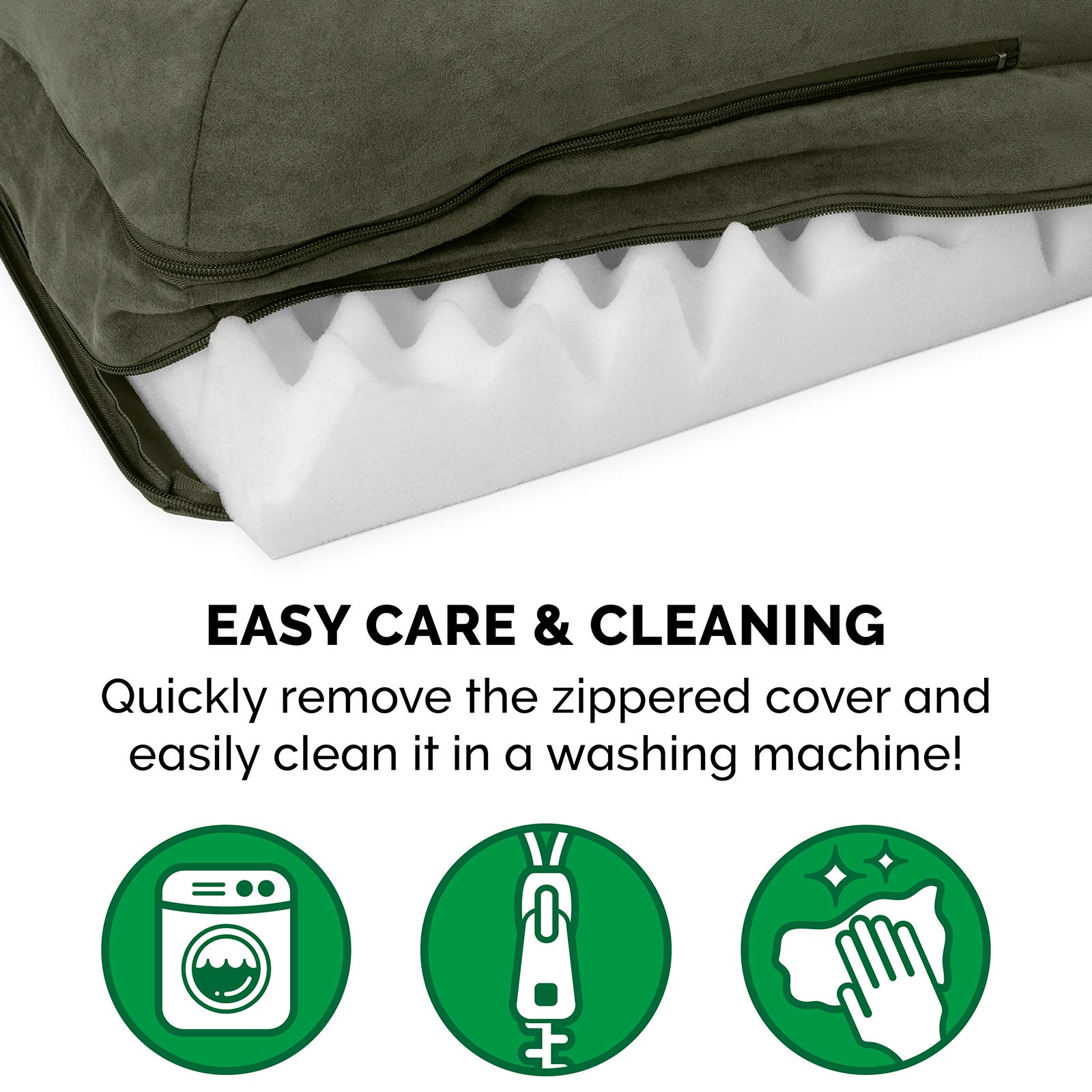 Furhaven Orthopedic Dog Bed for Large Dogs - Washable Cover & Bolsters - Plush Faux Fur & Suede - Perfect for Living Room or Bedroom