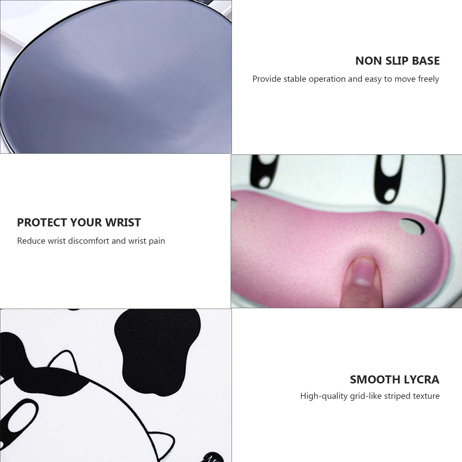 Ergonomic Mouse Pad with Wrist Support - Non-Slip Rubber Base & Elastic Gel Wrist Rest for Gaming, Office, Home Working & Studying - Comfortable Computer Mouse Mat (Cow Style Design) - Perfect for Long Hours of PC Use, Typing, and Online Gaming Sessions