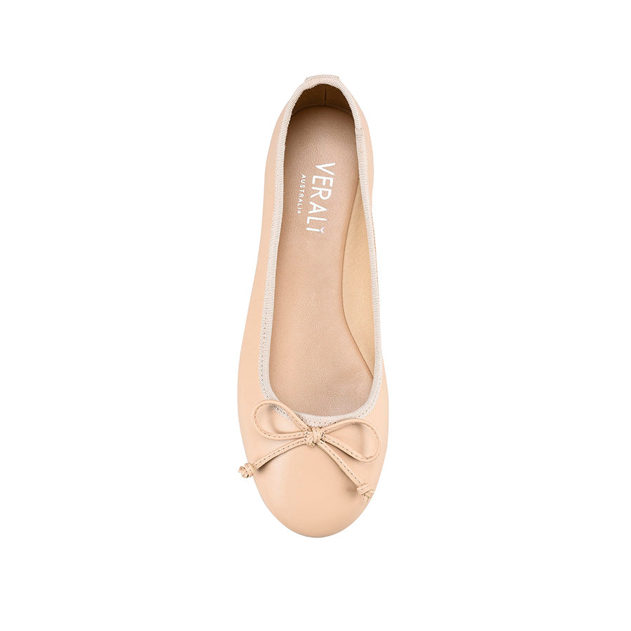Elegant Ballerina Ballet Flats - Nude Smooth Leather Comfortable Women's Shoes for Work, Party & Daily Wear