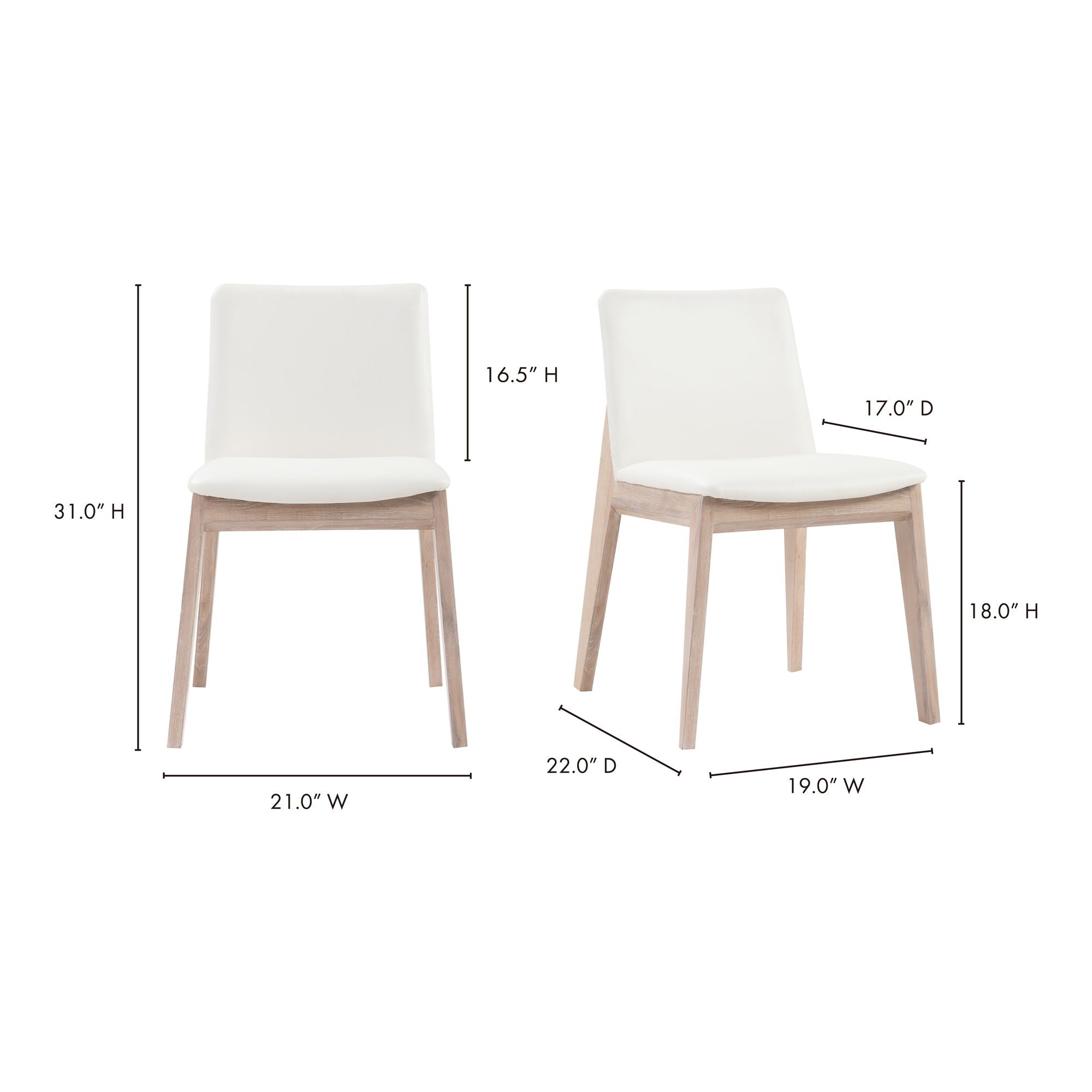 Premium Oak Wood Dining Chairs Set of 2 - Cream White Modern Farmhouse Kitchen Chairs for Dining Room, Kitchen, Breakfast Nook & Home Decor