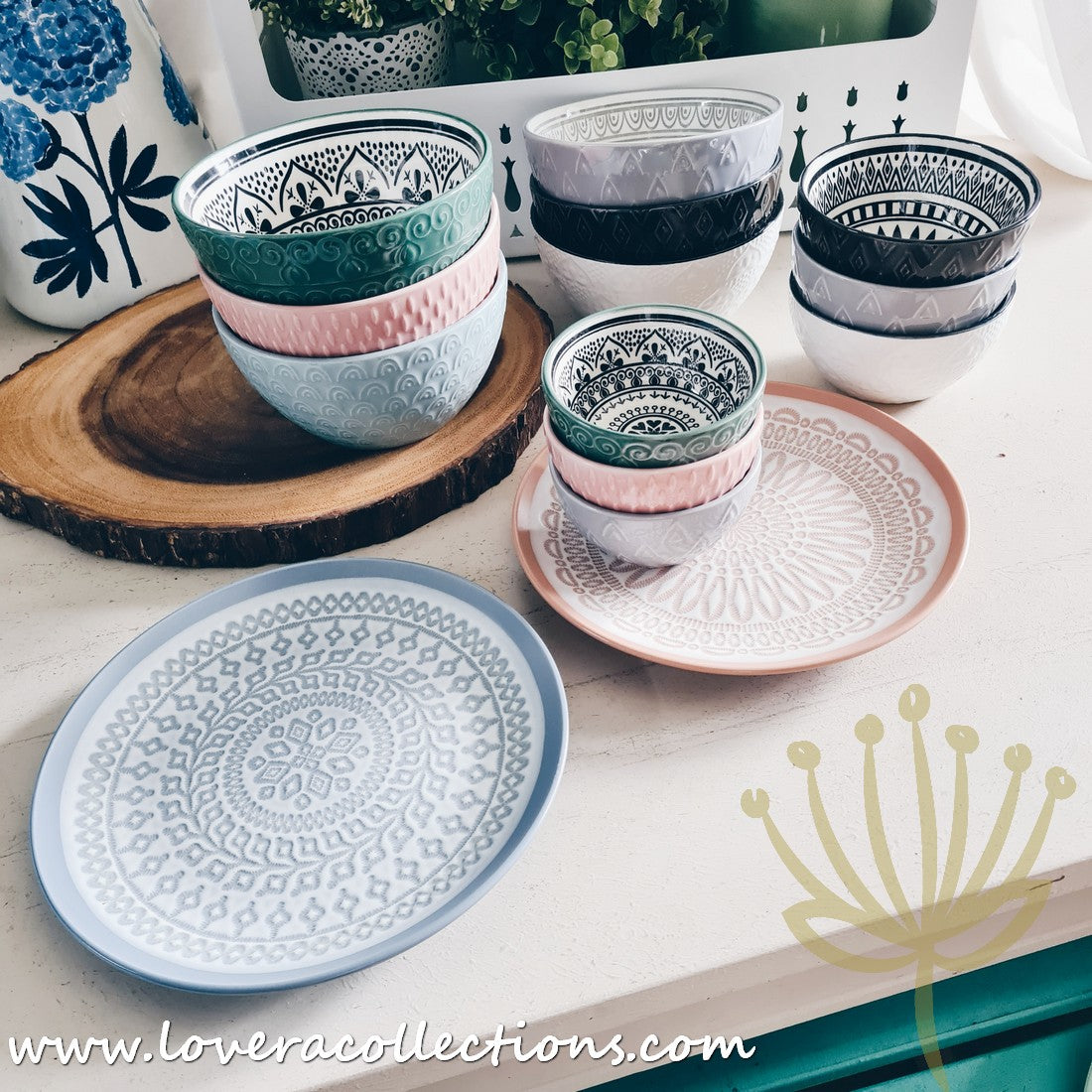 Bohemian Embossed Dinnerware Set - 50% Off + Buy 1 Get 1 Free - Perfect for Boho Chic Dining, Wedding Registry & Home Decor