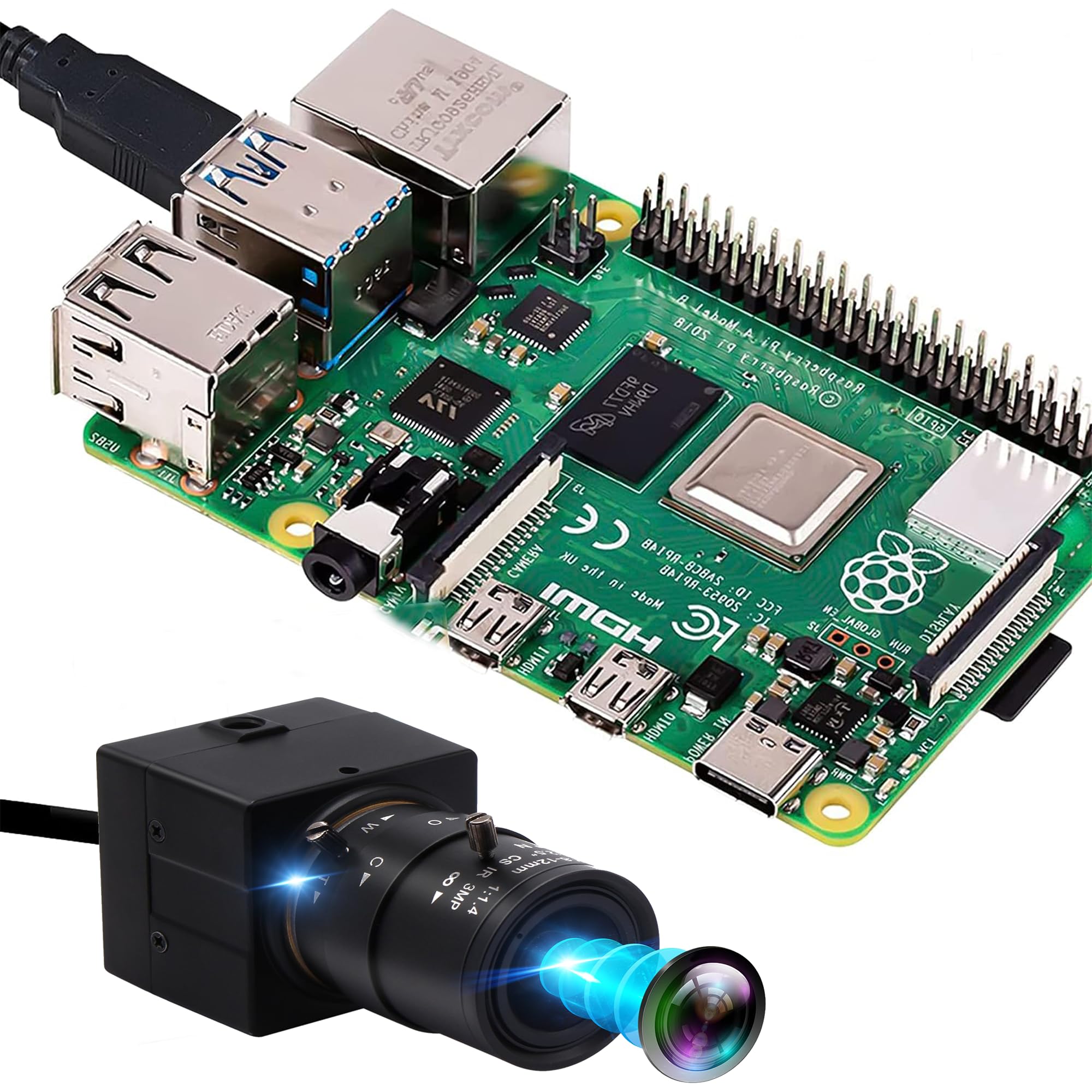 4K USB Webcam with 2.8-12mm 4X Varifocal Manual Lens - 2160P Ultra HD UVC Compliant Computer Camera for Video Conferencing, Live Streaming, OpenCV Support - Perfect for Zoom Meetings, Online Classes & Content Creation