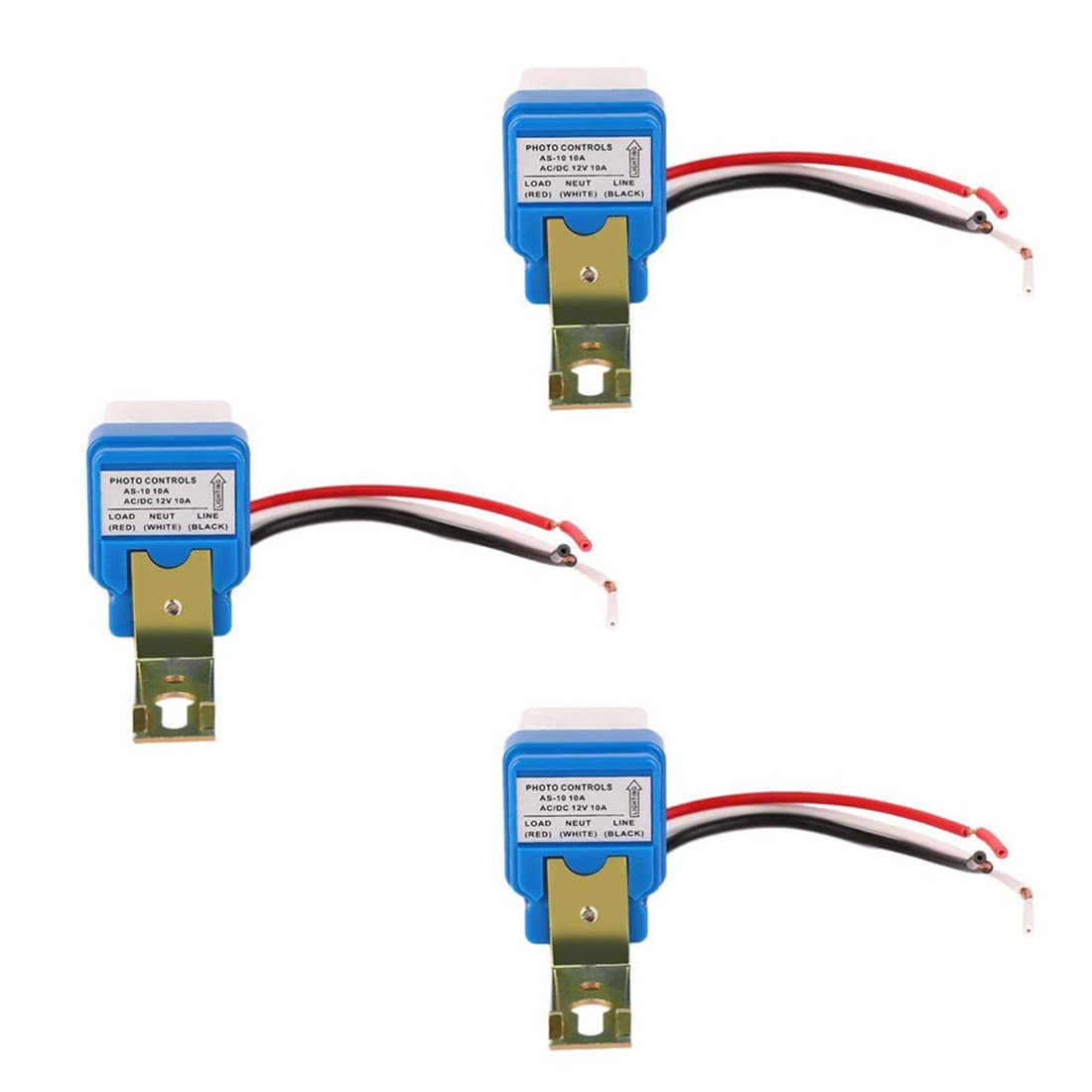 Ximimark 3Pcs 12V 10A Photocell Light Sensor Switch - Auto On/Off Dusk to Dawn Sensor for Outdoor Lights, Street Lamps, Garden Lighting & Night Security (Weatherproof)