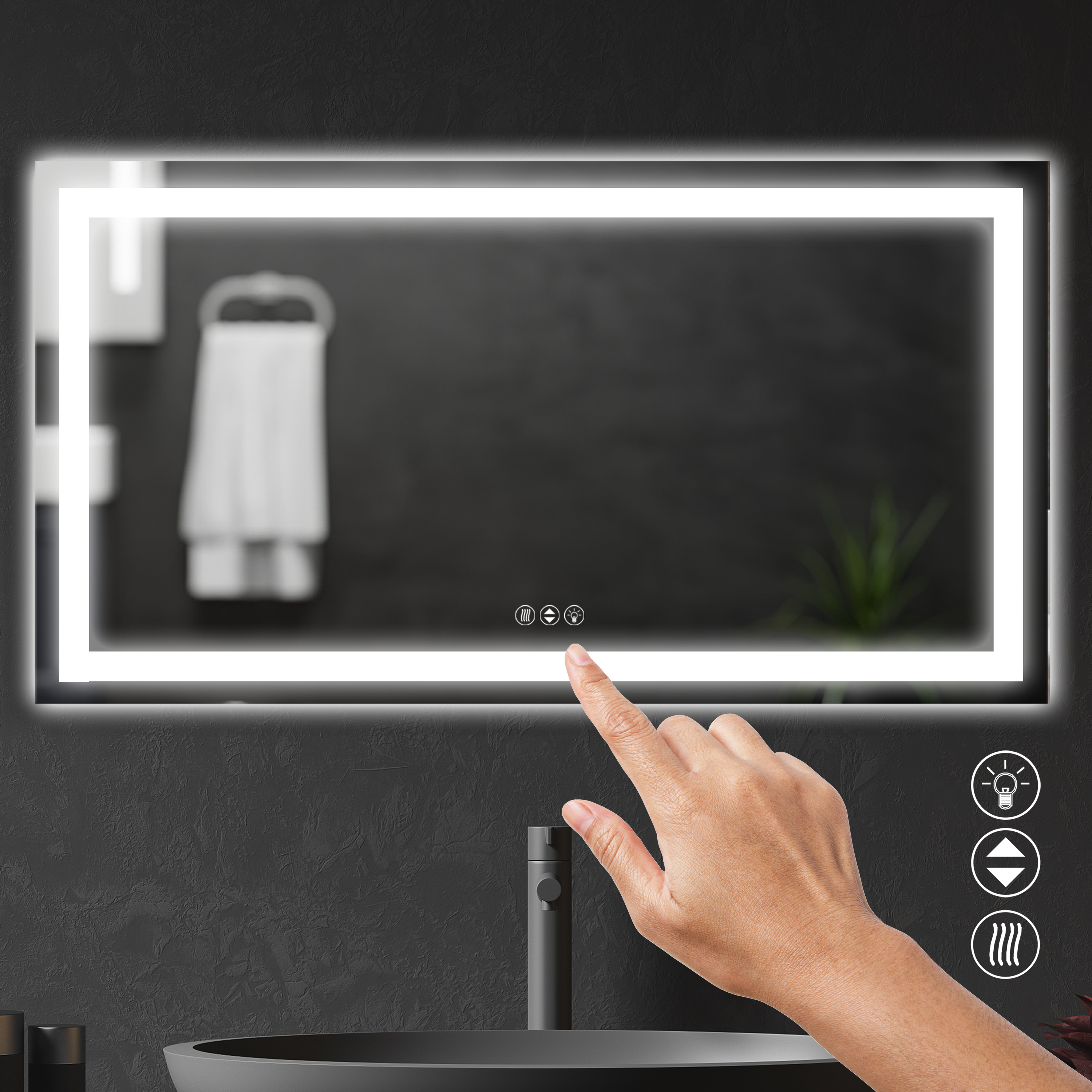 Premium LED Bathroom Mirror with Anti-Fog & Shatterproof Design - 55