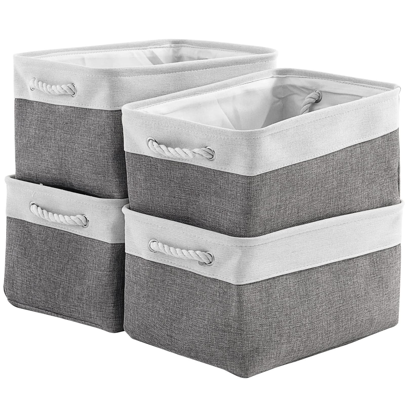 16x12x8 Inch Sturdy Canvas Storage Baskets with Handles - Foldable Fabric Storage Bins & Organizer Cubes for Clothes, Toys, and Home Organization | Perfect for Closet, Nursery, and Office Storage