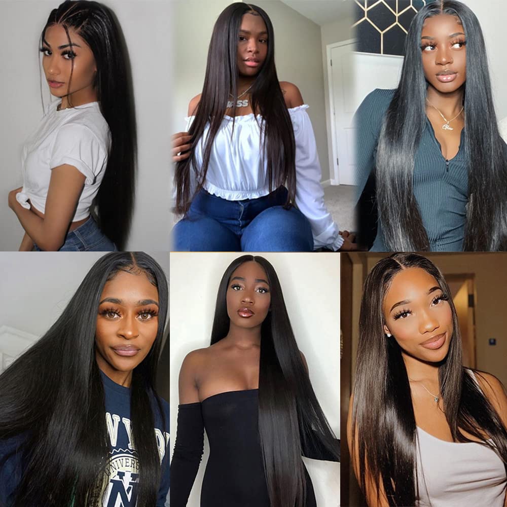 8A Grade 100% Unprocessed Brazilian Virgin Human Hair Extensions - 3 Bundles Straight Hair Weave (20/22/24 Inches, Black) for Women | Natural Look, Daily Styling & Special Occasions