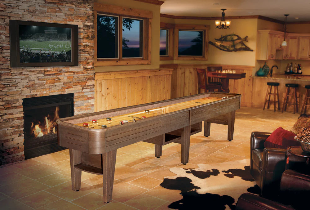 Brunswick Andover II 12-Foot Shuffleboard Table - Rustic Dark Brown Finish | Perfect for Game Rooms, Bars & Family Entertainment